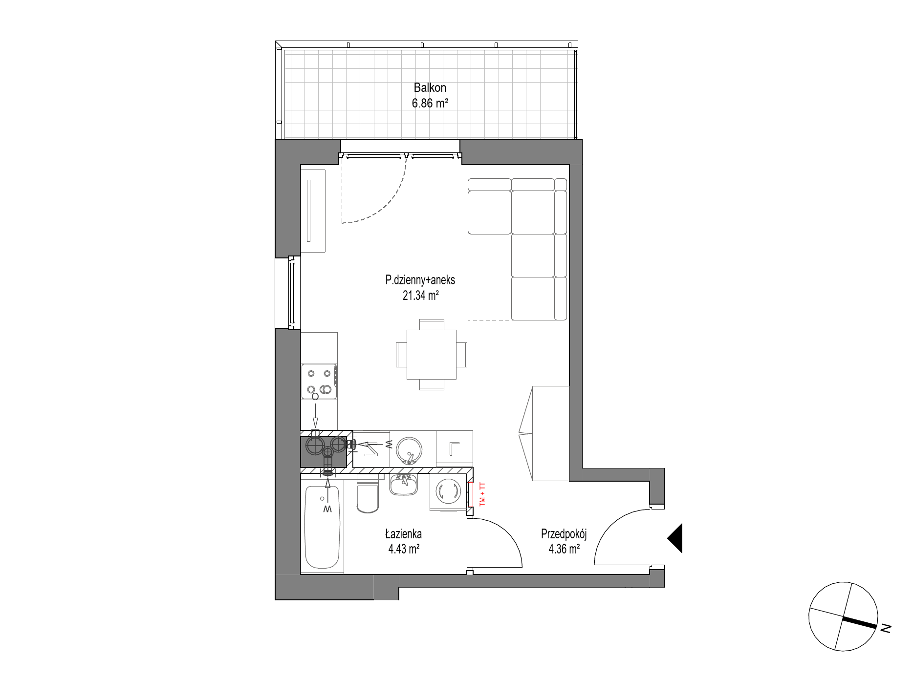 Plan 1 pok. 30m²
