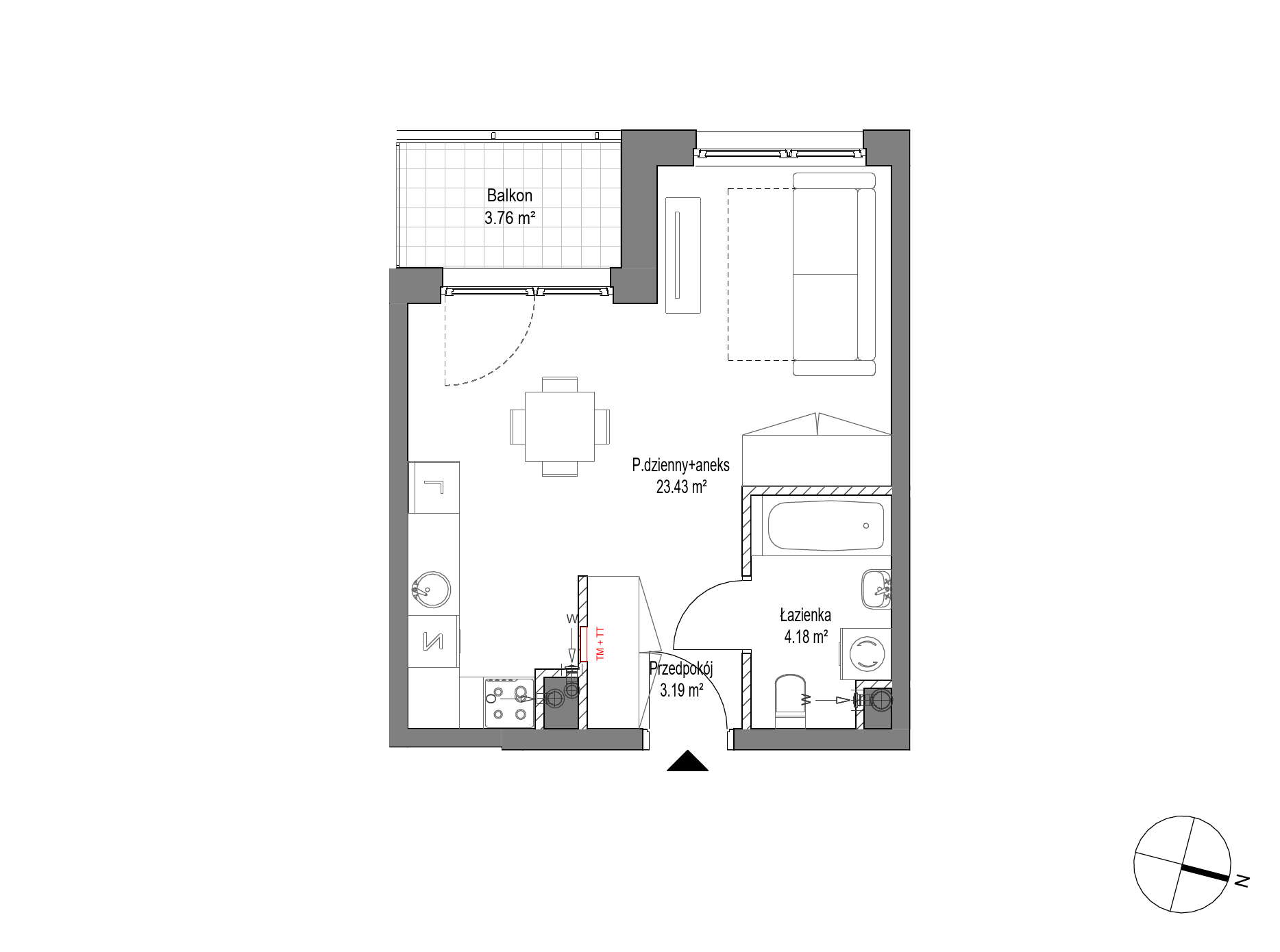 Plan 1 pok. 31m²