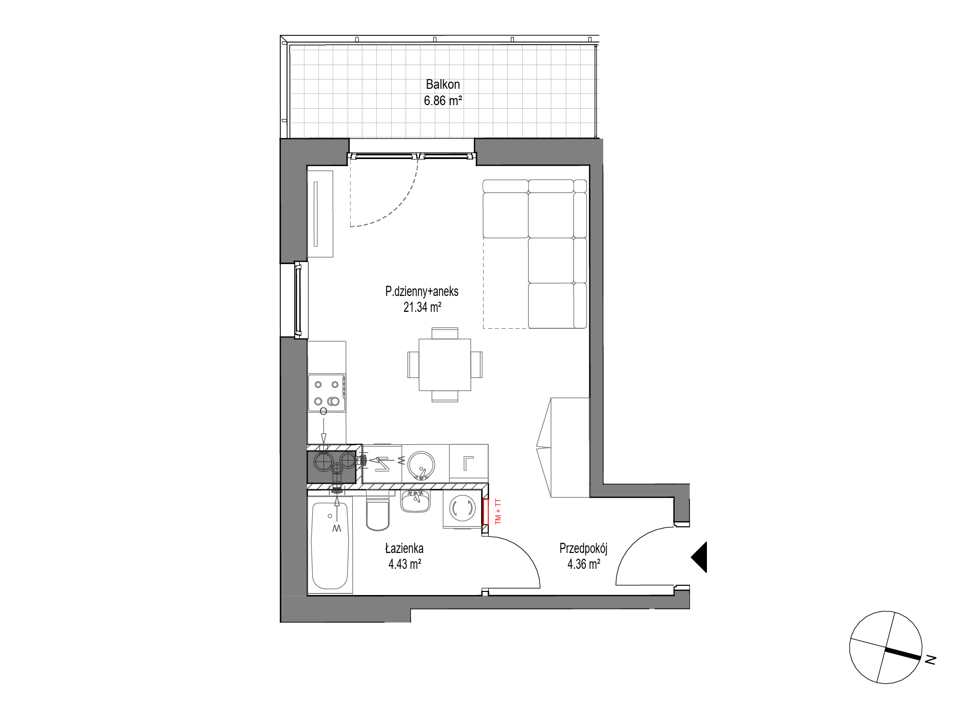 Plan 1 pok. 30m²