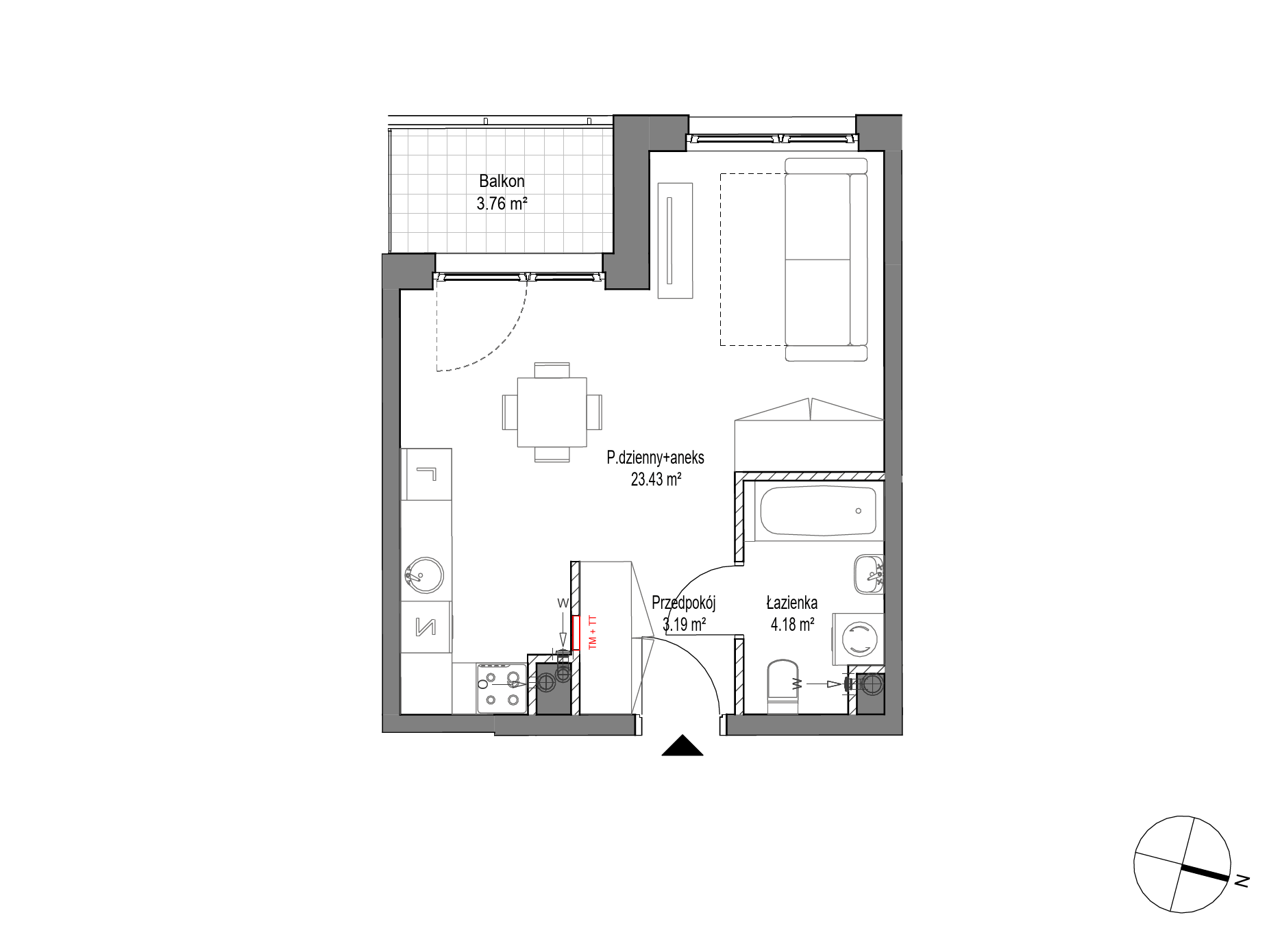 Plan 1 pok. 31m²