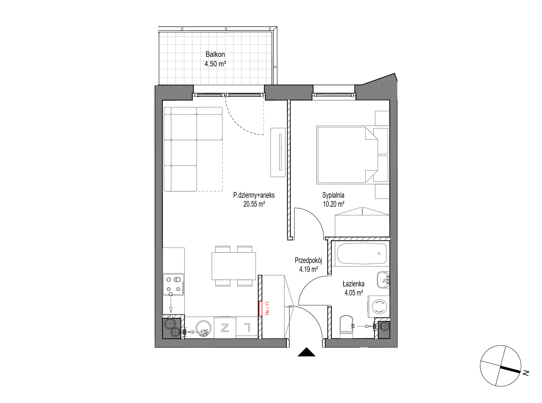 Plan 2 pok. 39m²