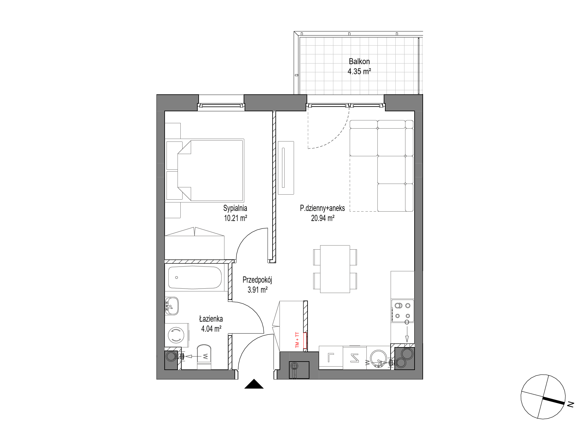 Plan 2 pok. 39m²