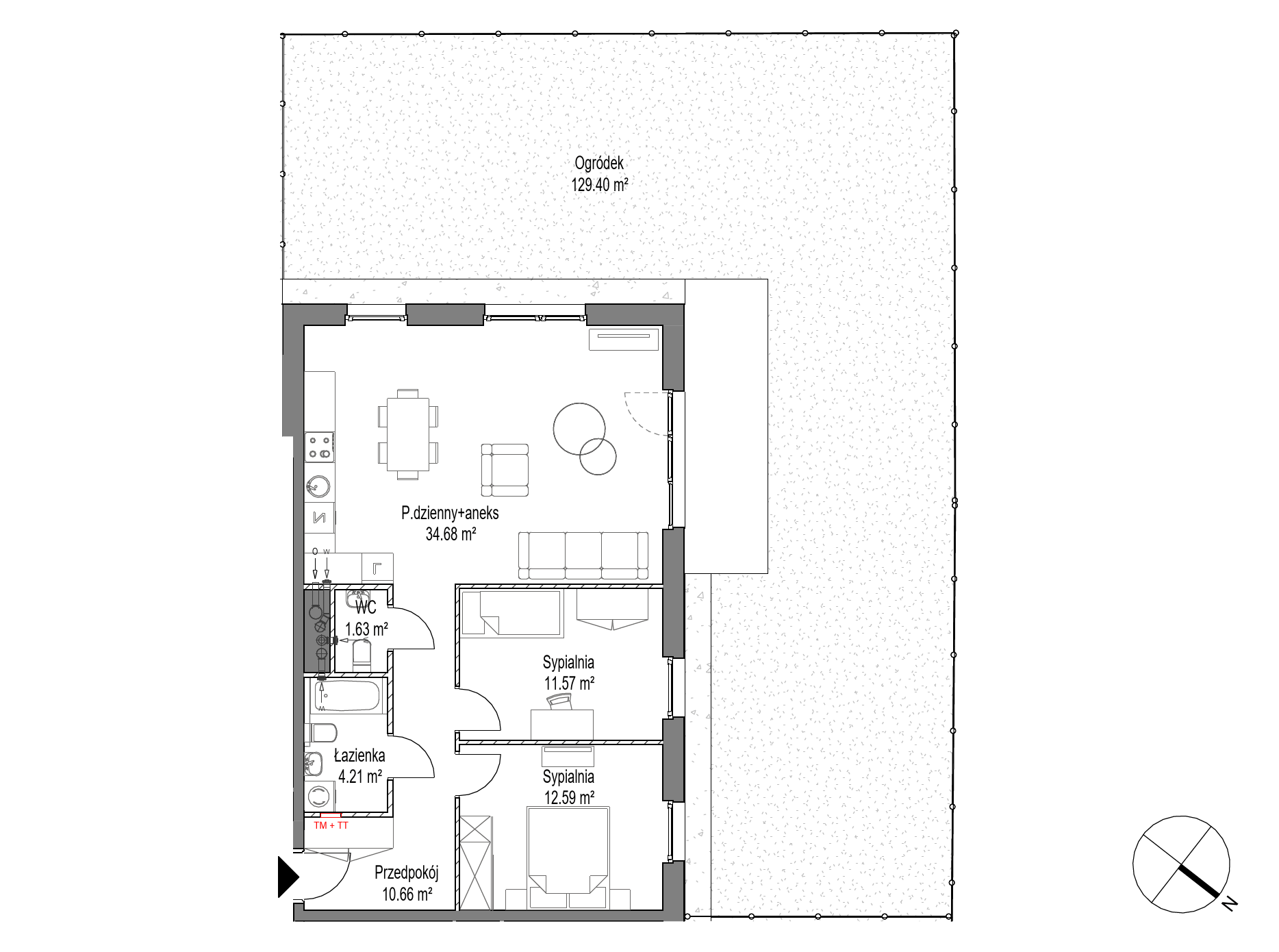 Plan 3 pok. 75m²