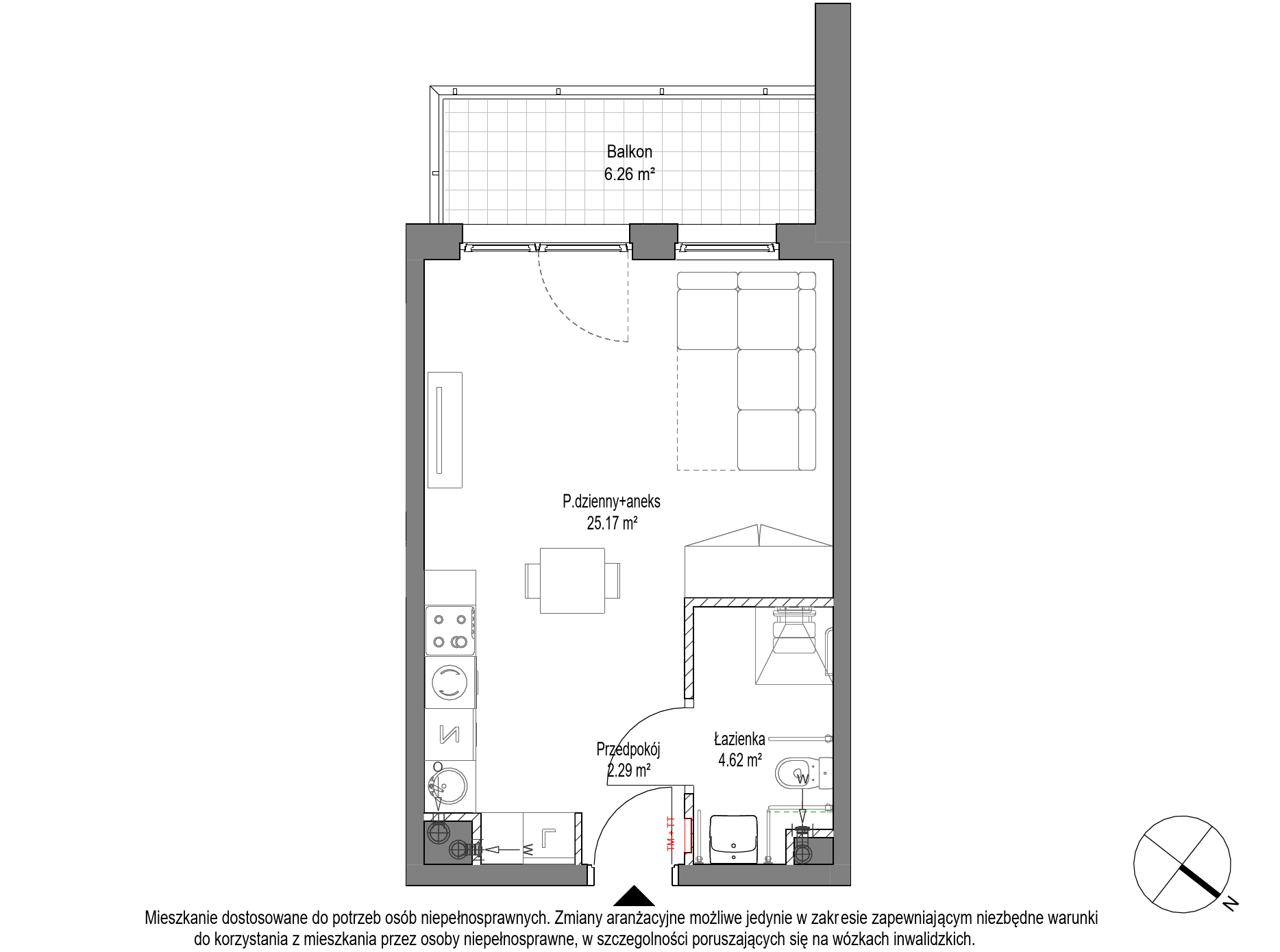 Plan 1 pok. 32m²