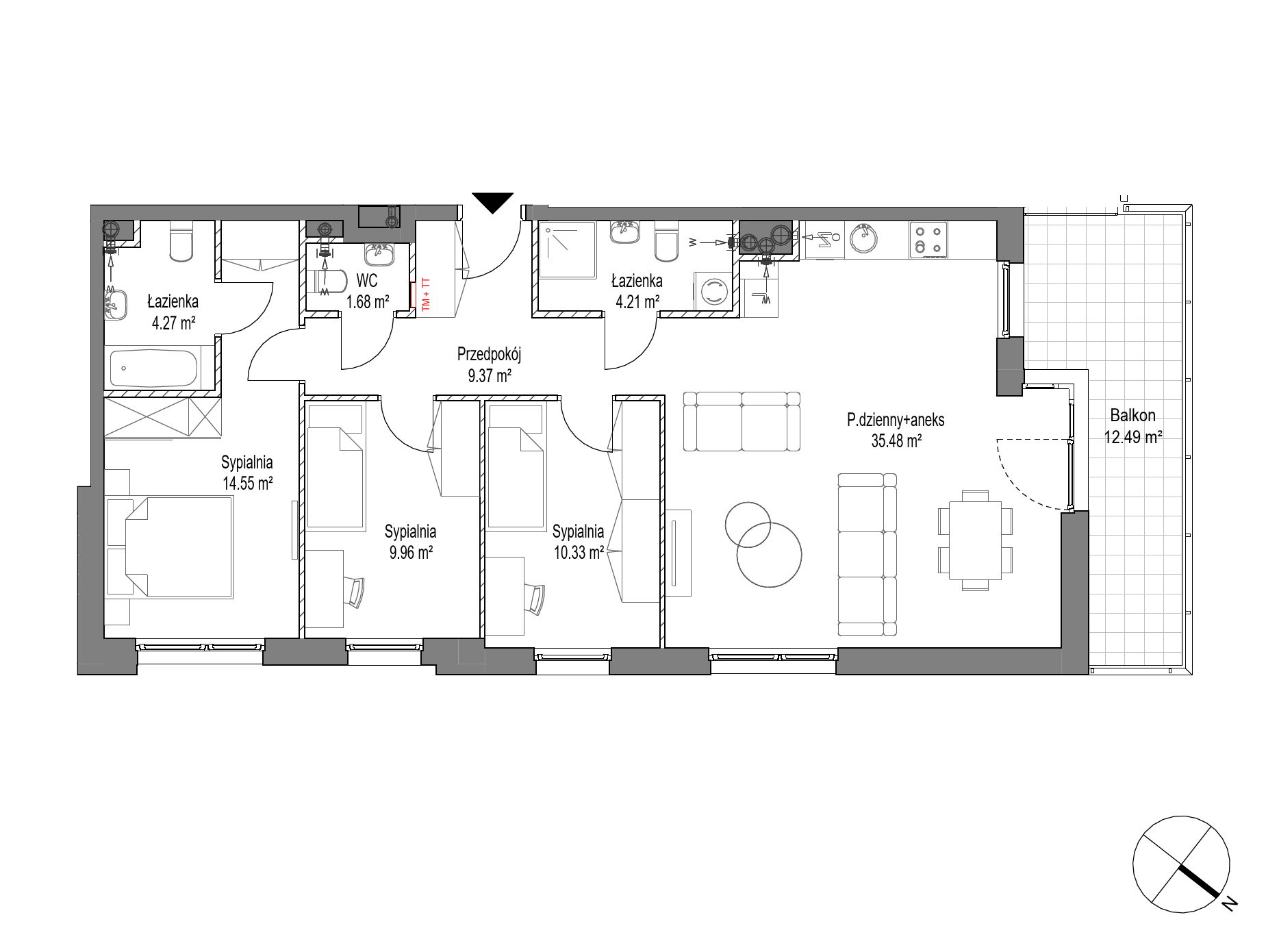 Plan 4 pok. 90m²