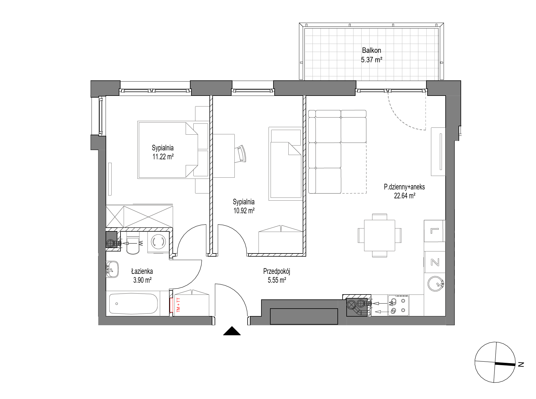 Plan 3 pok. 54m²
