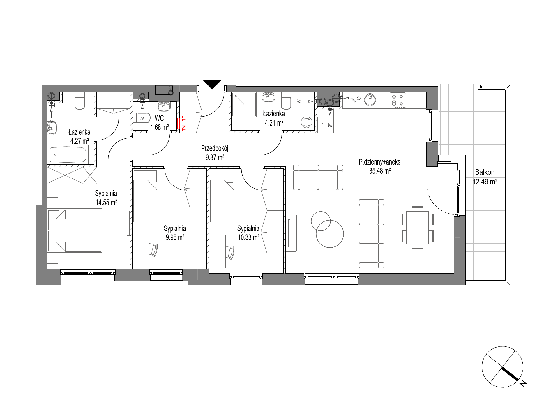 Plan 4 pok. 90m²