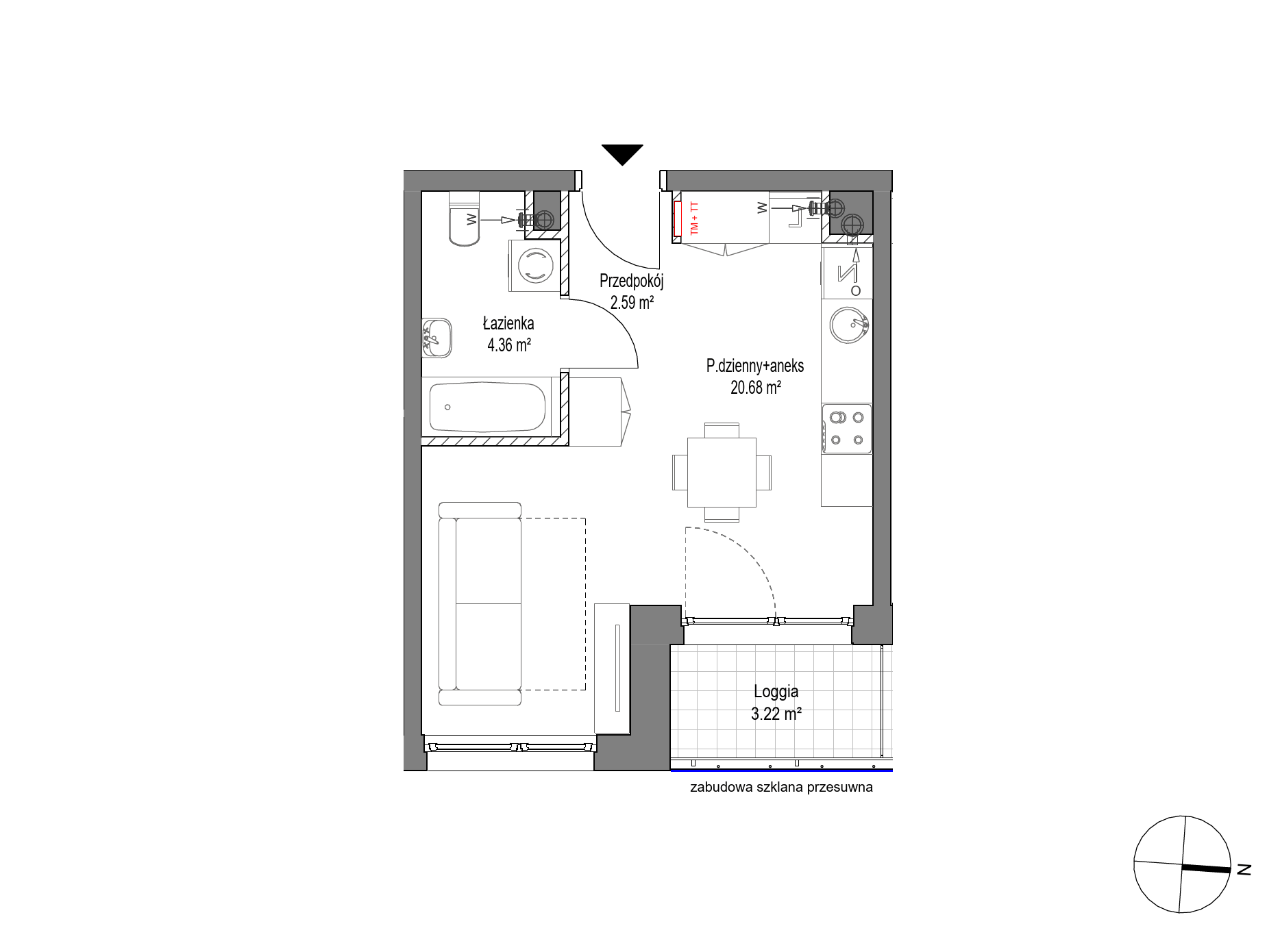 Plan 1 pok. 28m²