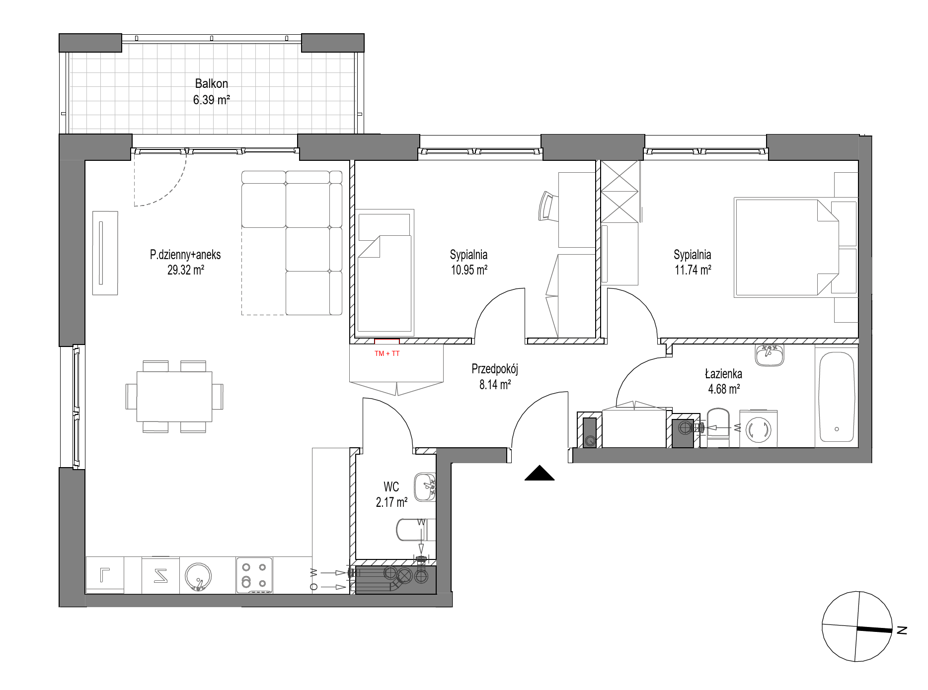 Plan 3 pok. 67m²