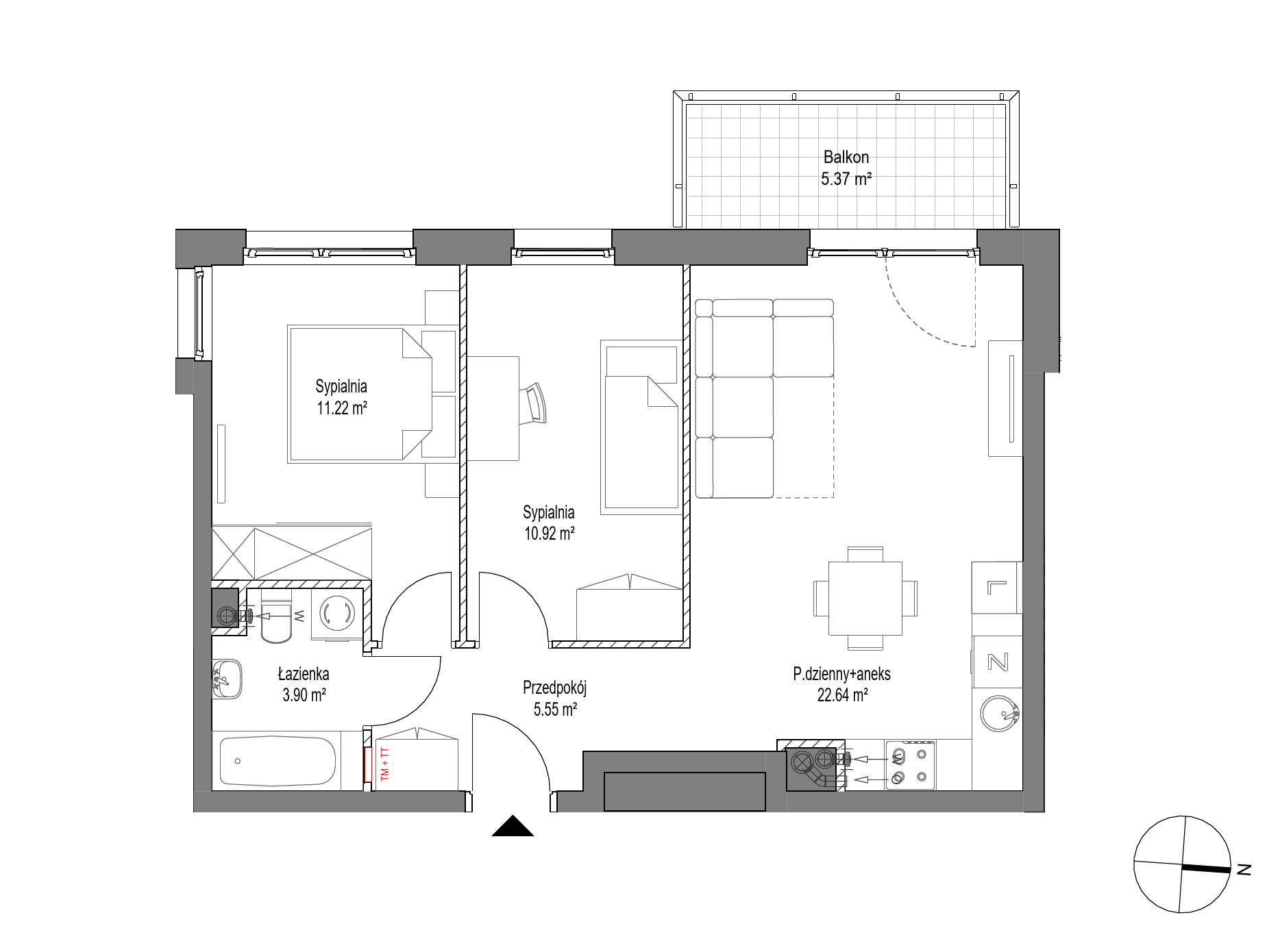 Plan 3 pok. 54m²