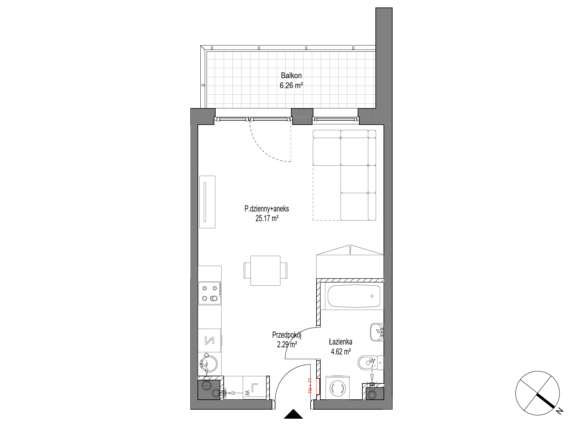 Plan 1 pok. 32m²