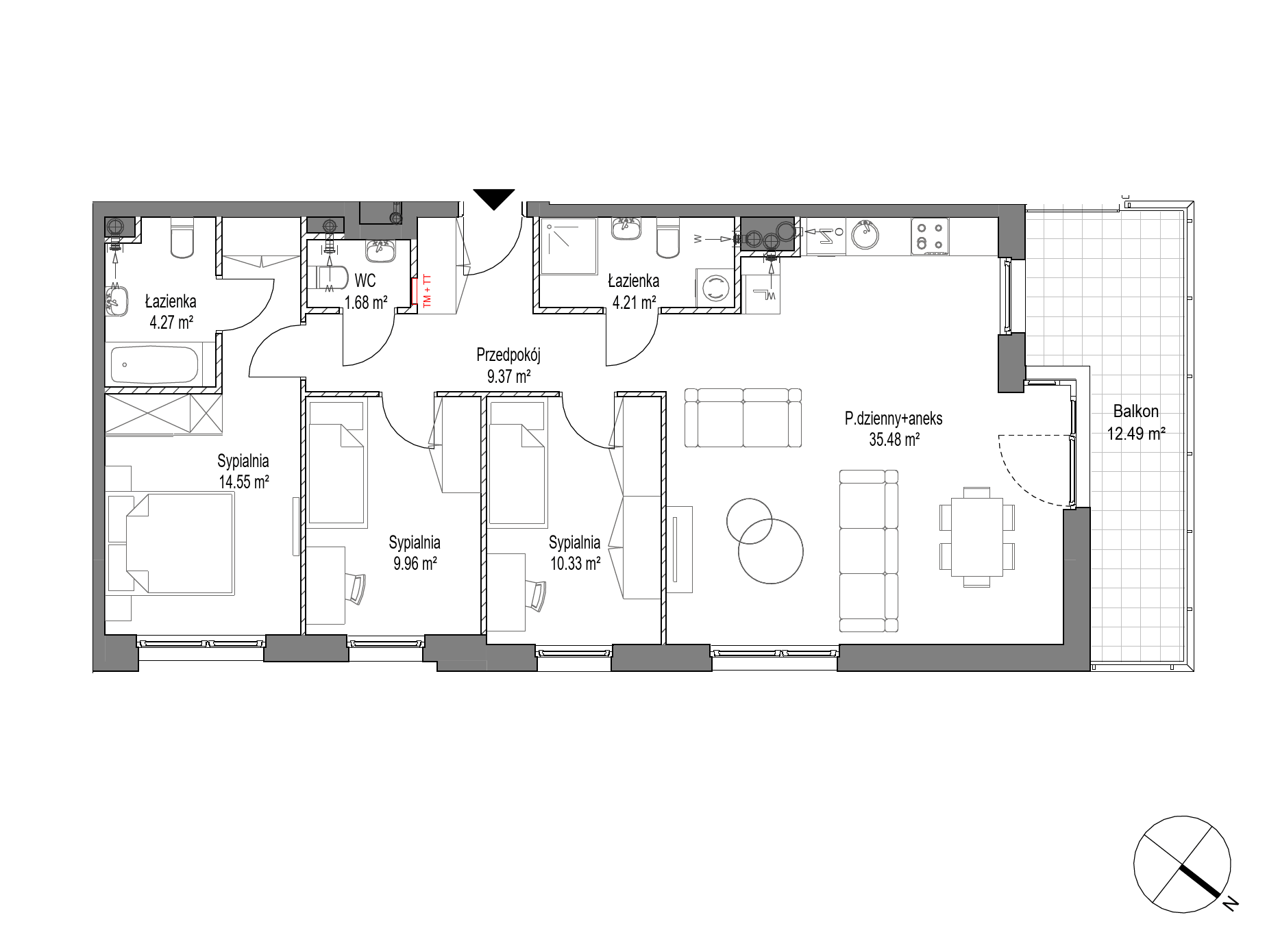 Plan 4 pok. 90m²