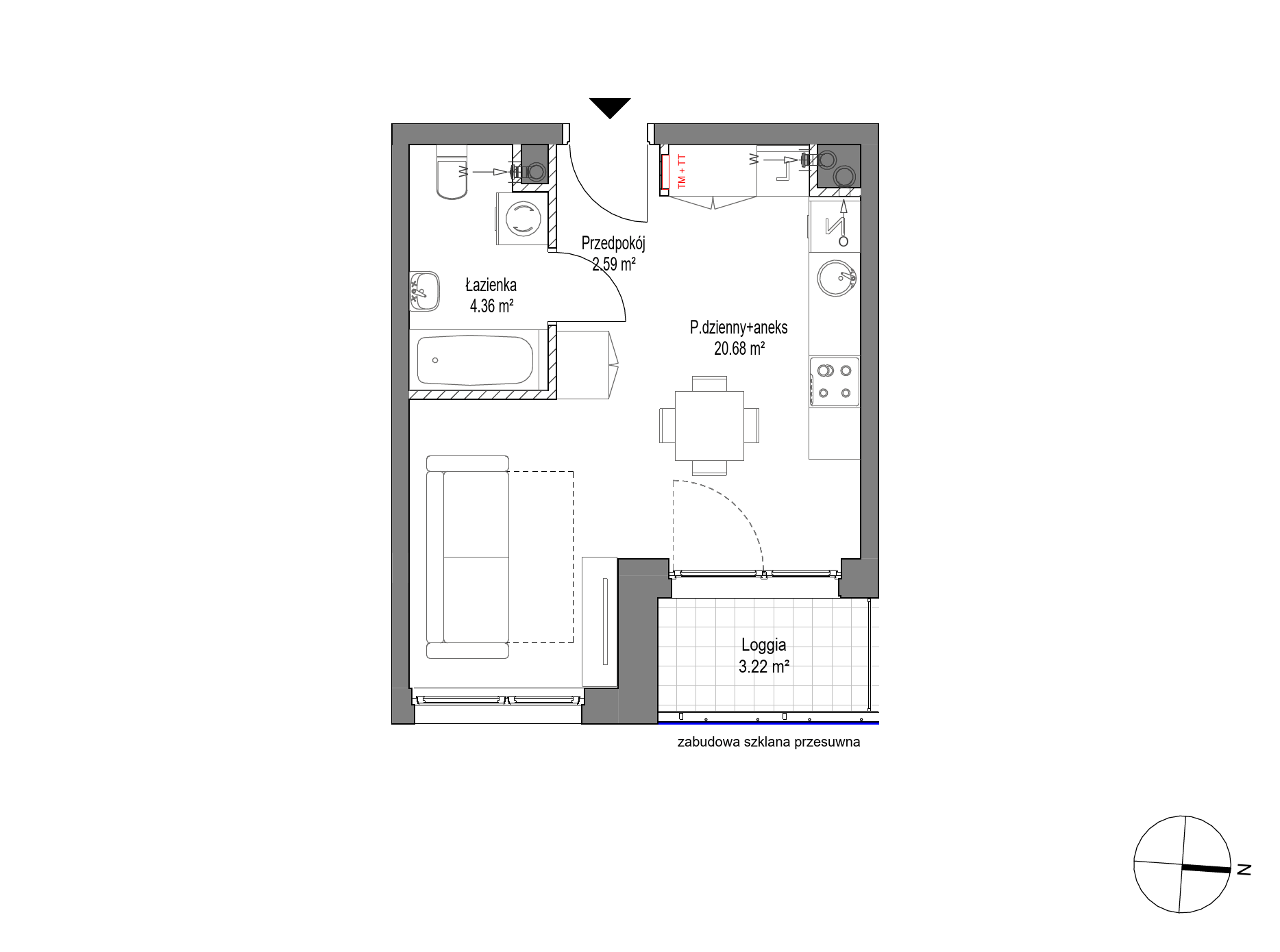 Plan 1 pok. 28m²