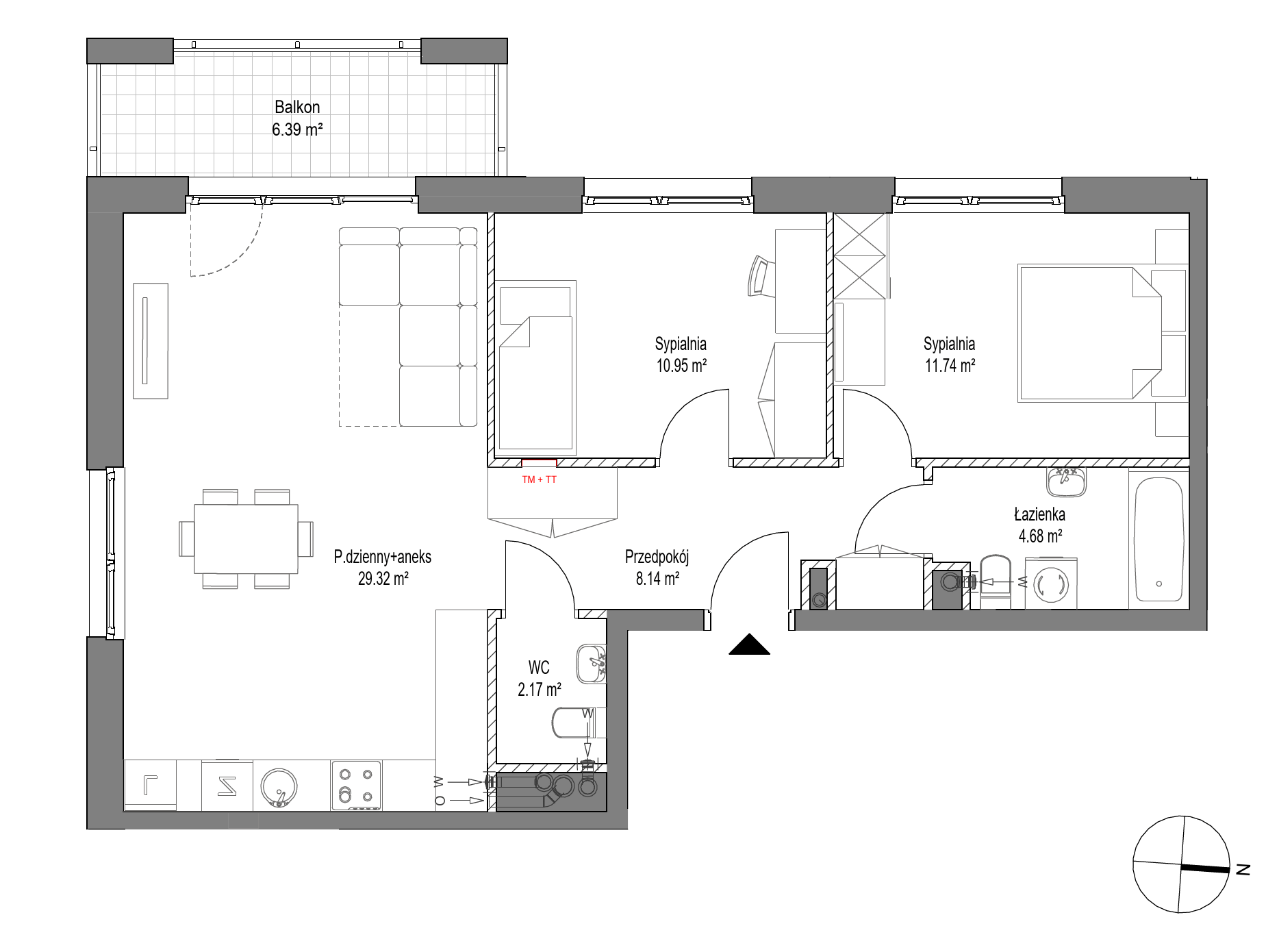 Plan 3 pok. 67m²