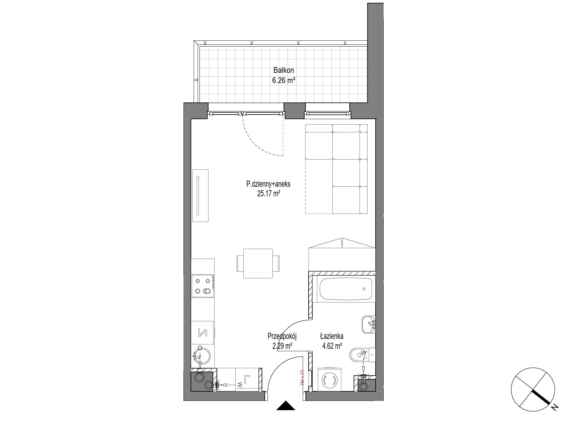 Plan 1 pok. 32m²