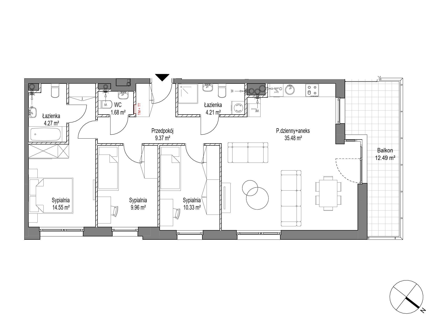 Plan 4 pok. 90m²