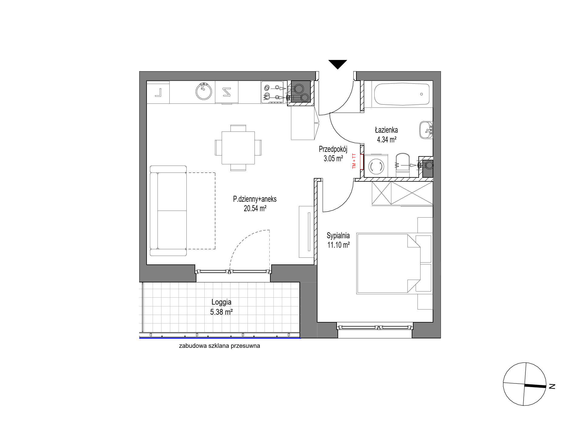 Plan 2 pok. 39m²