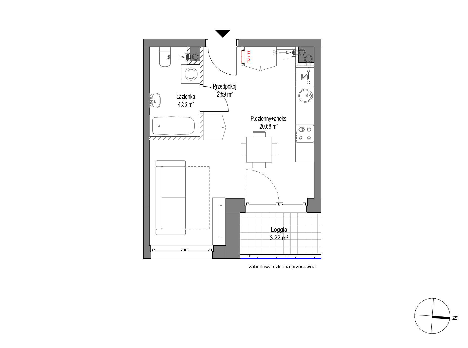 Plan 1 pok. 28m²