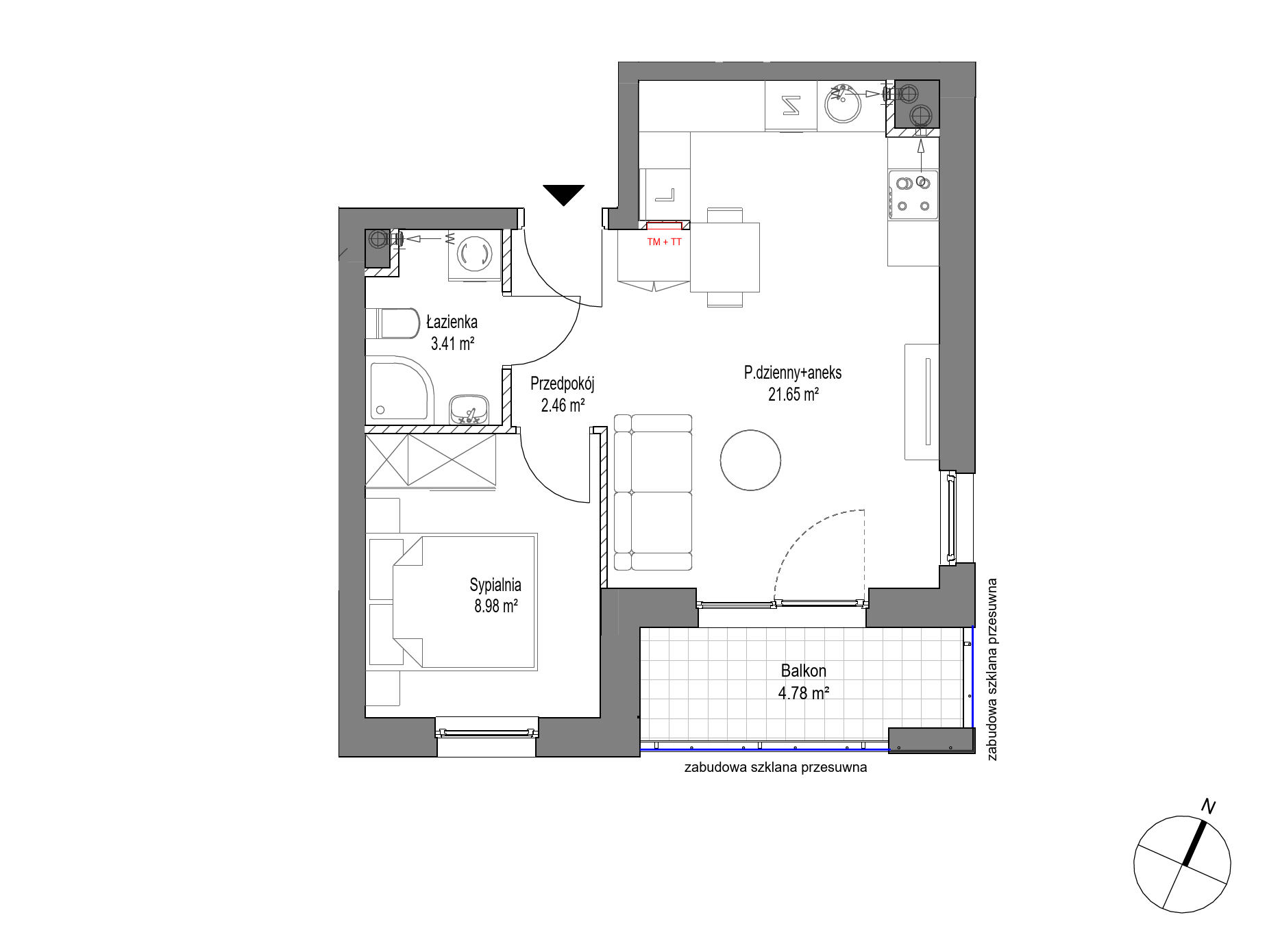 Plan 2 pok. 37m²