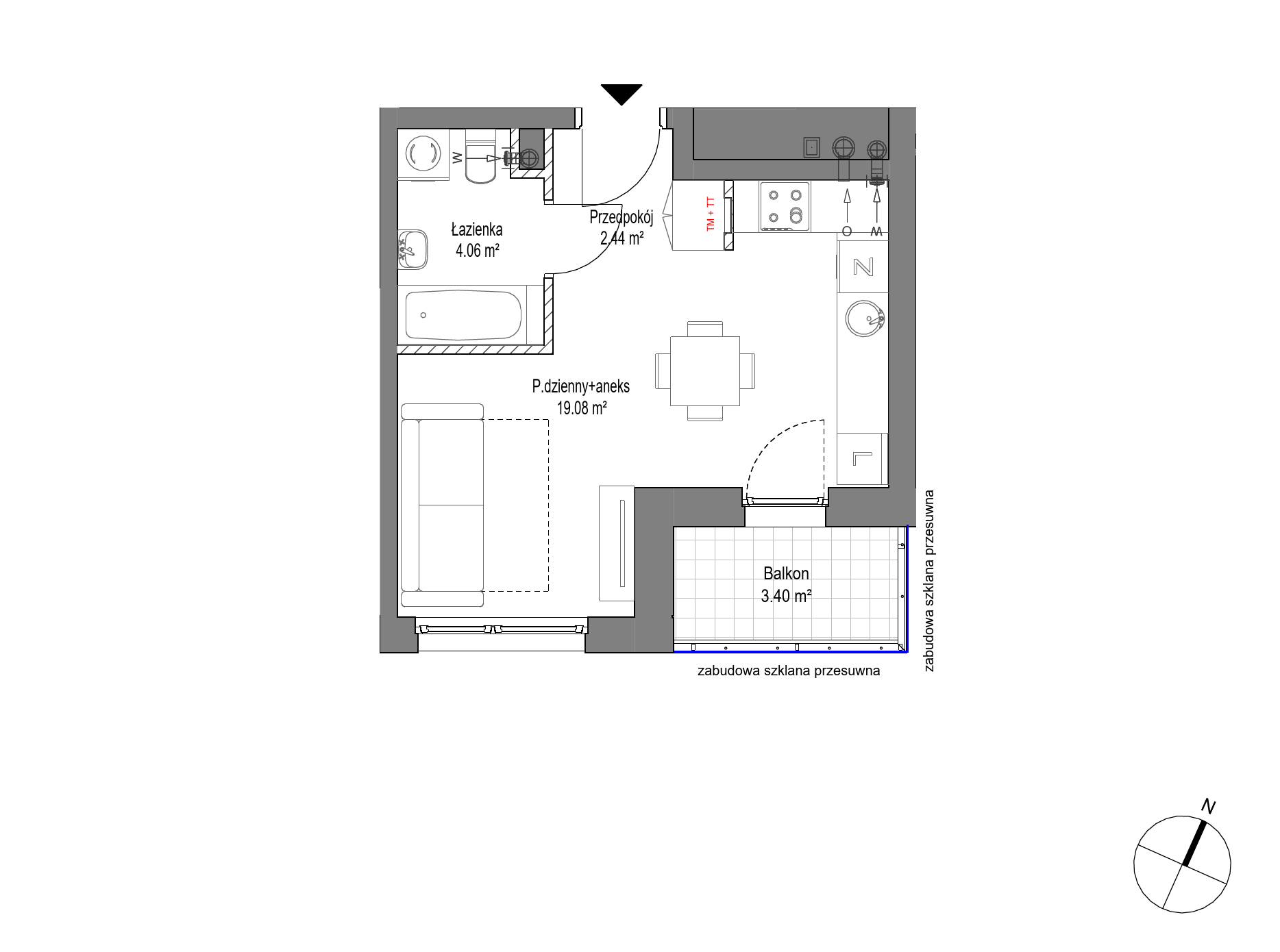 Plan 1 pok. 26m²
