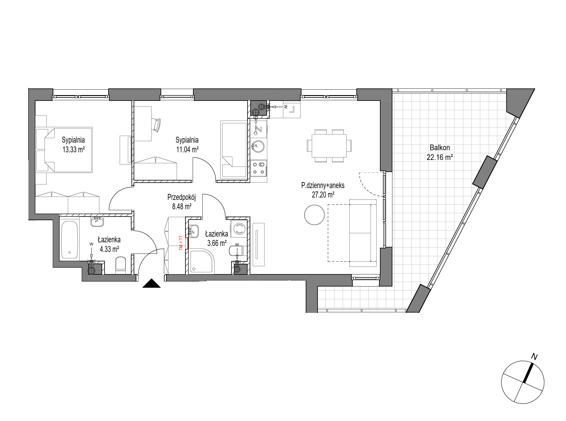 Plan 3 pok. 68m²