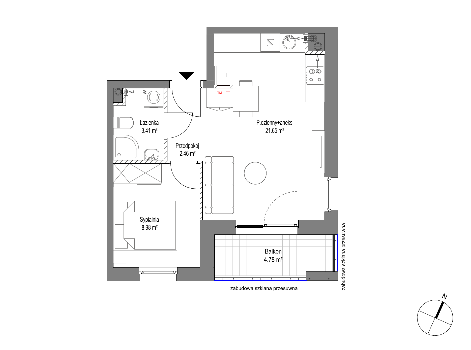 Plan 2 pok. 37m²