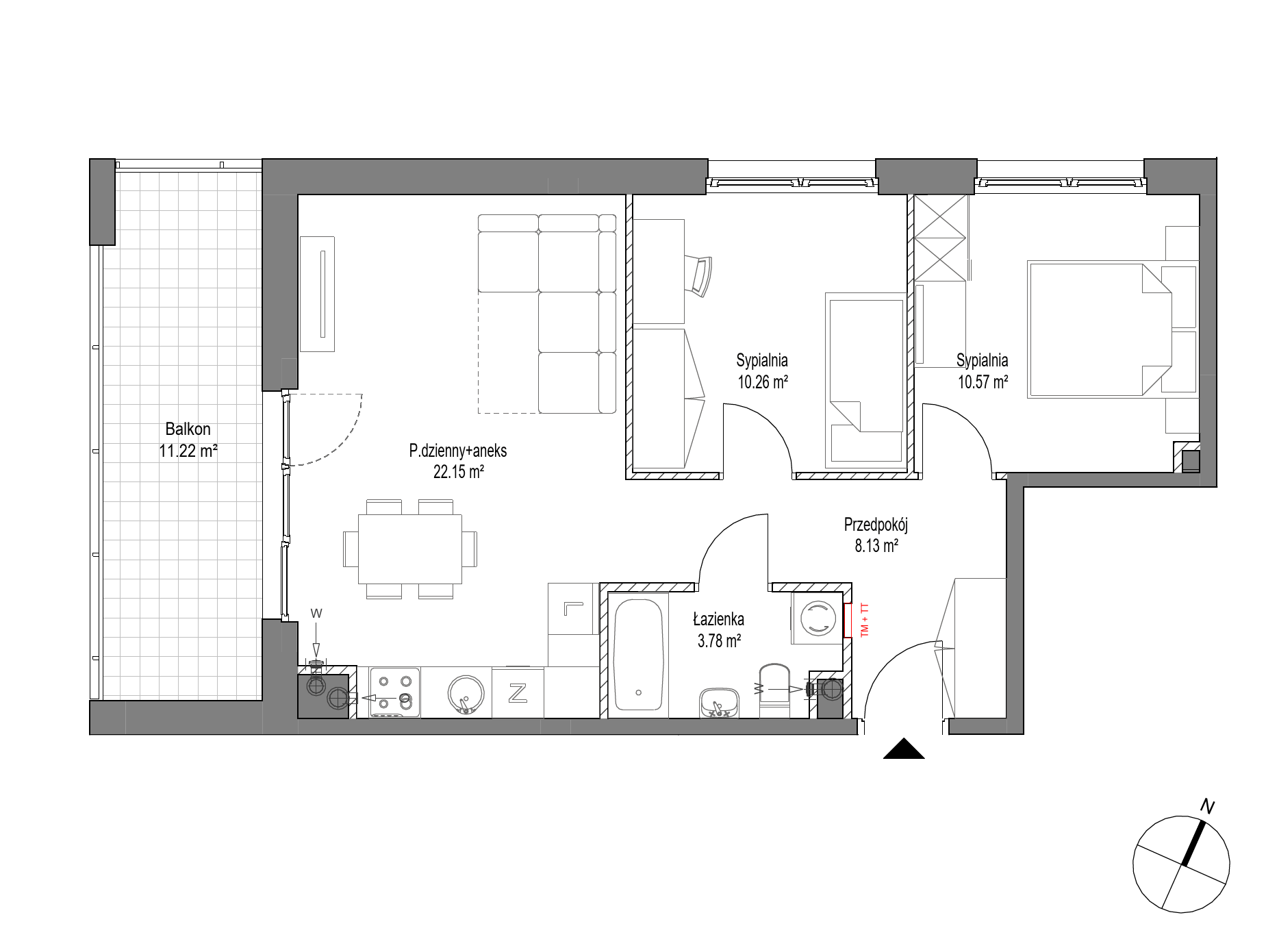 Plan 3 pok. 55m²