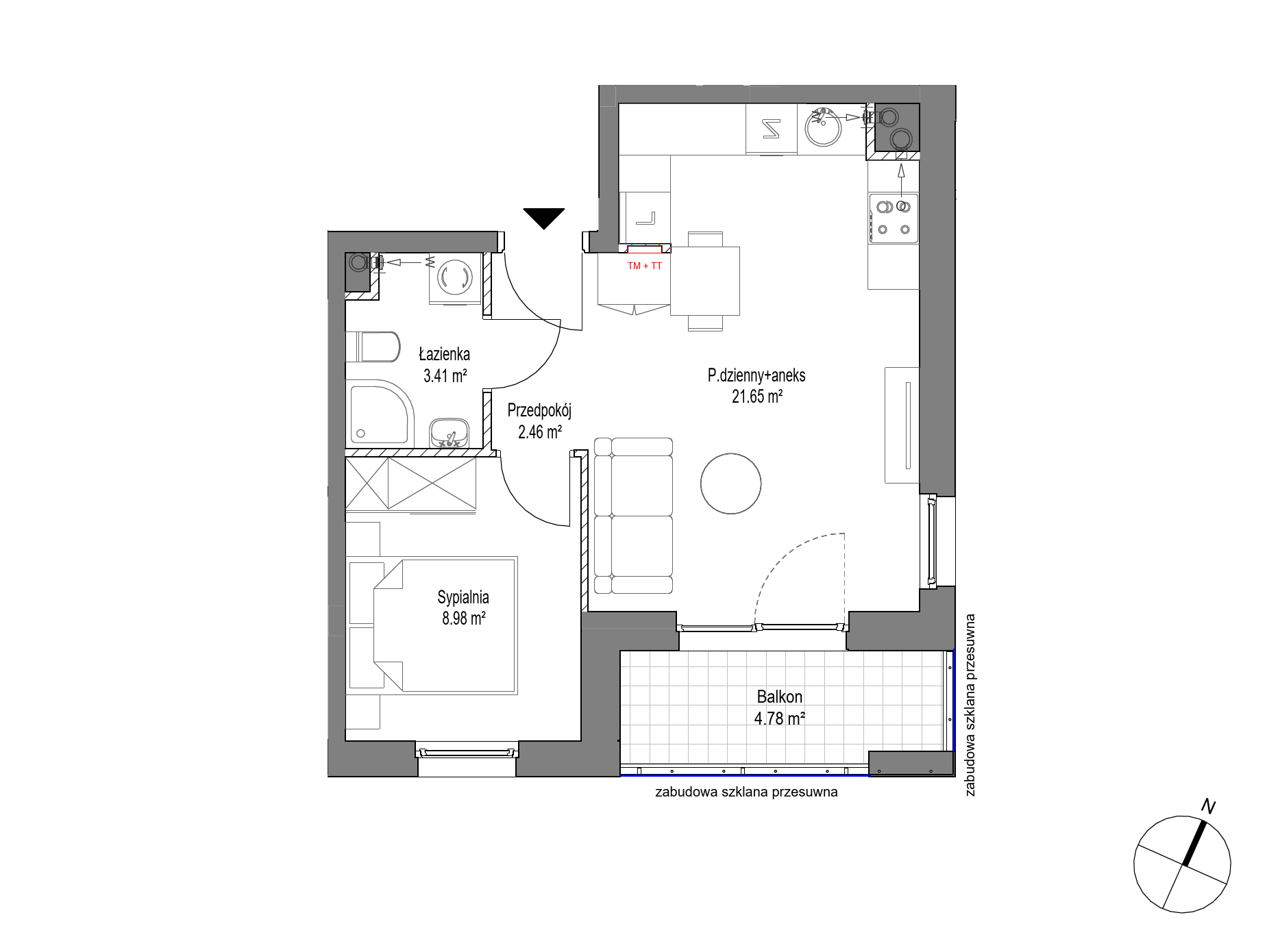 Plan 2 pok. 37m²