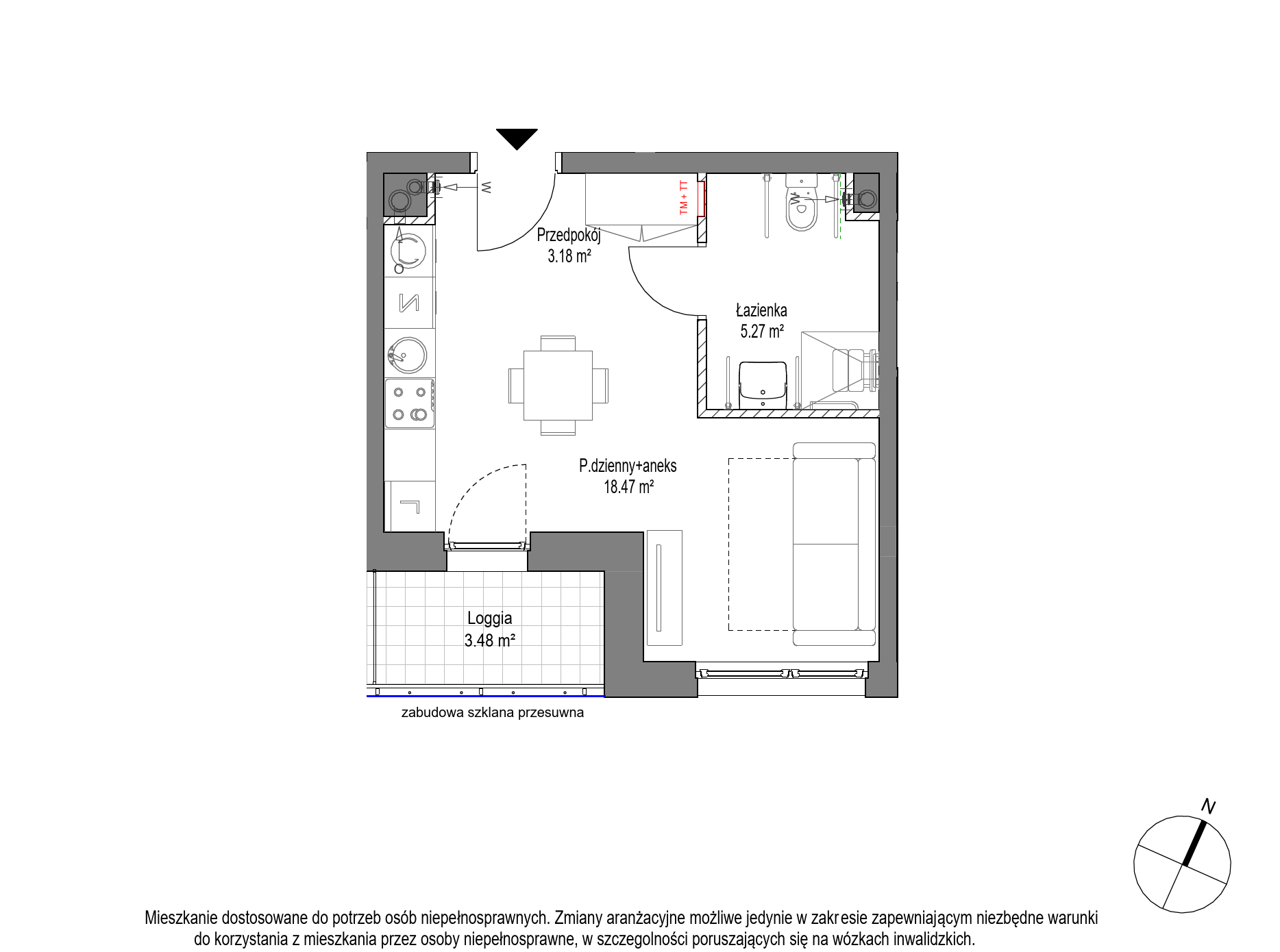 Plan 1 pok. 27m²