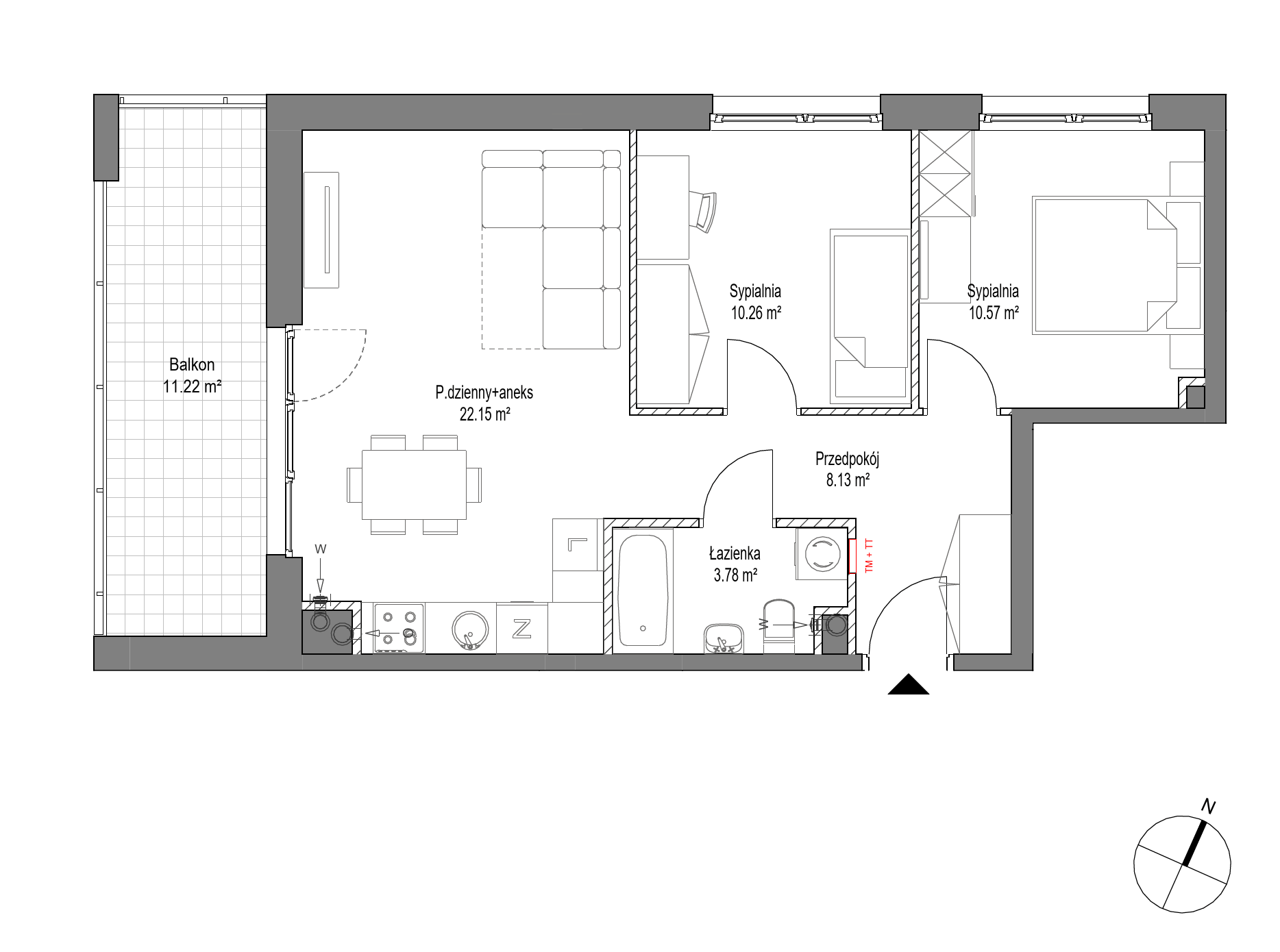 Plan 3 pok. 55m²