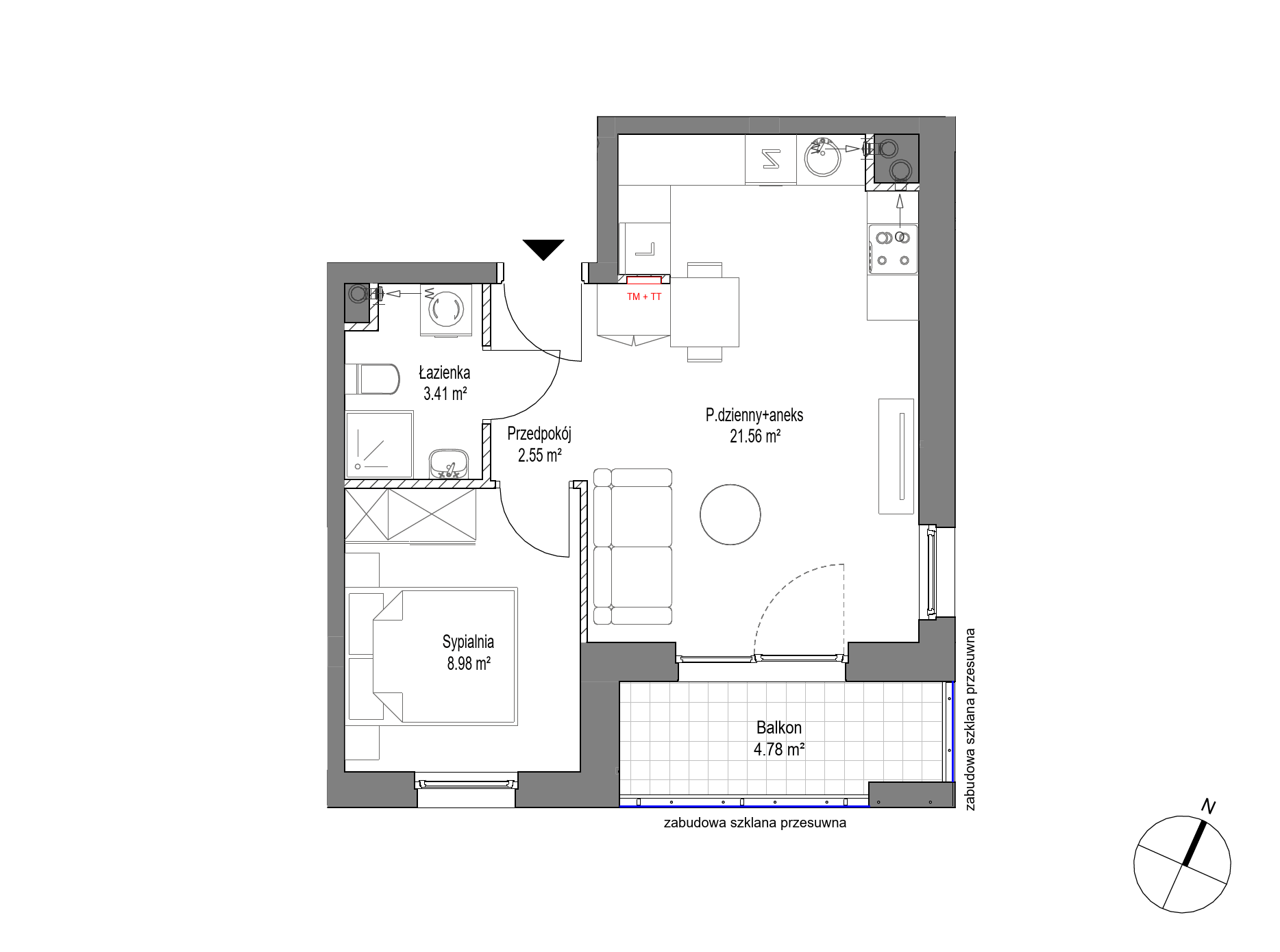 Plan 2 pok. 37m²