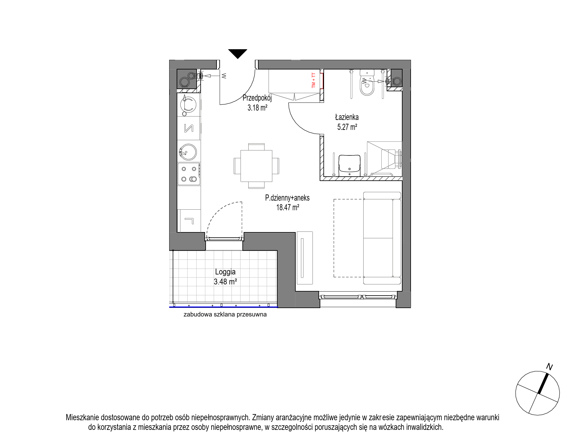 Plan 1 pok. 27m²