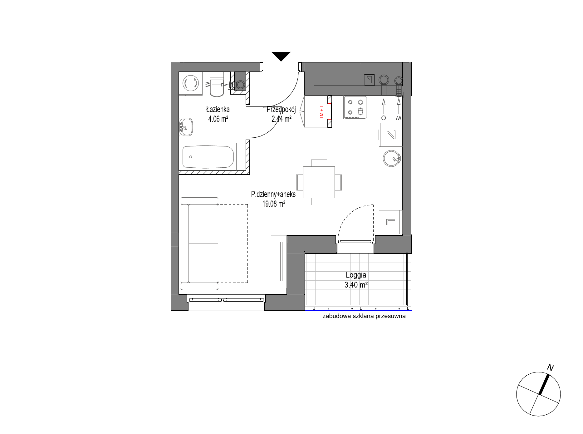 Plan 1 pok. 26m²