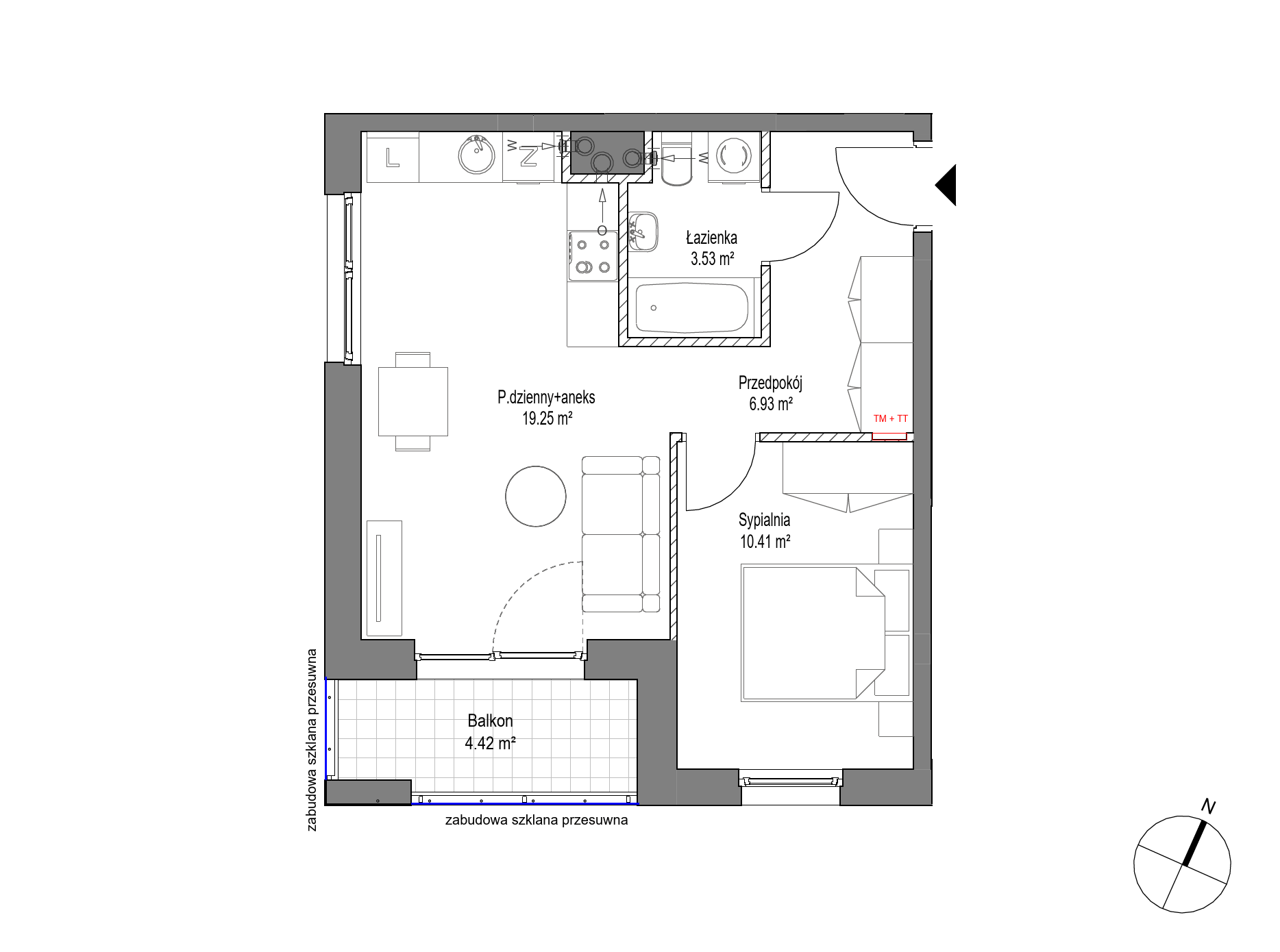 Plan 2 pok. 40m²