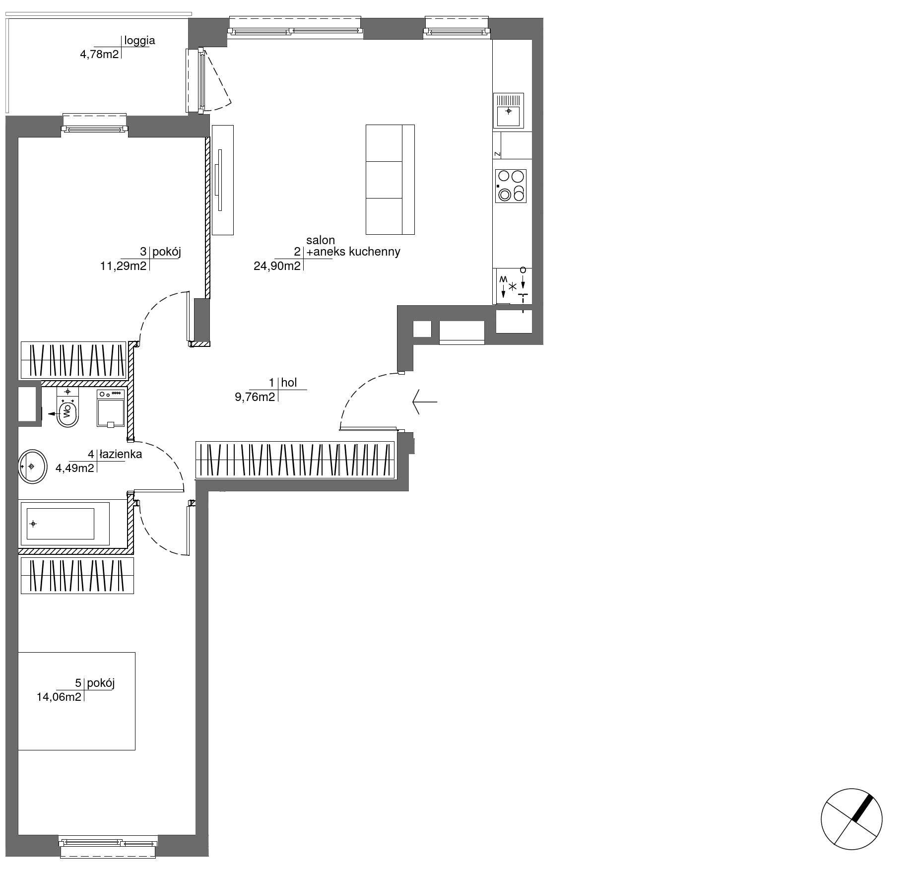 Plan 3 pok. 65m²