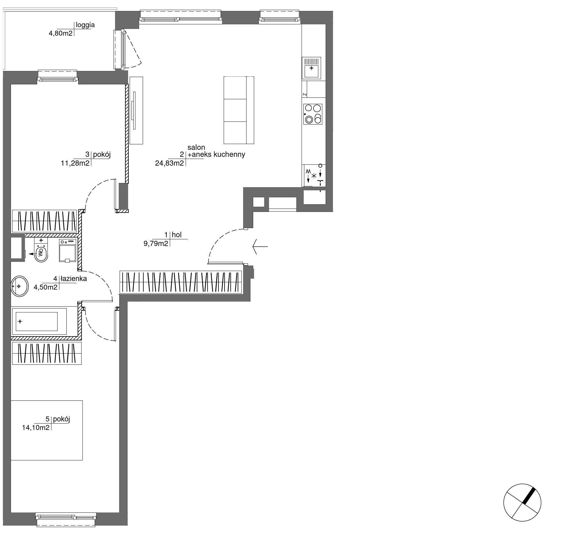 Plan 3 pok. 65m²