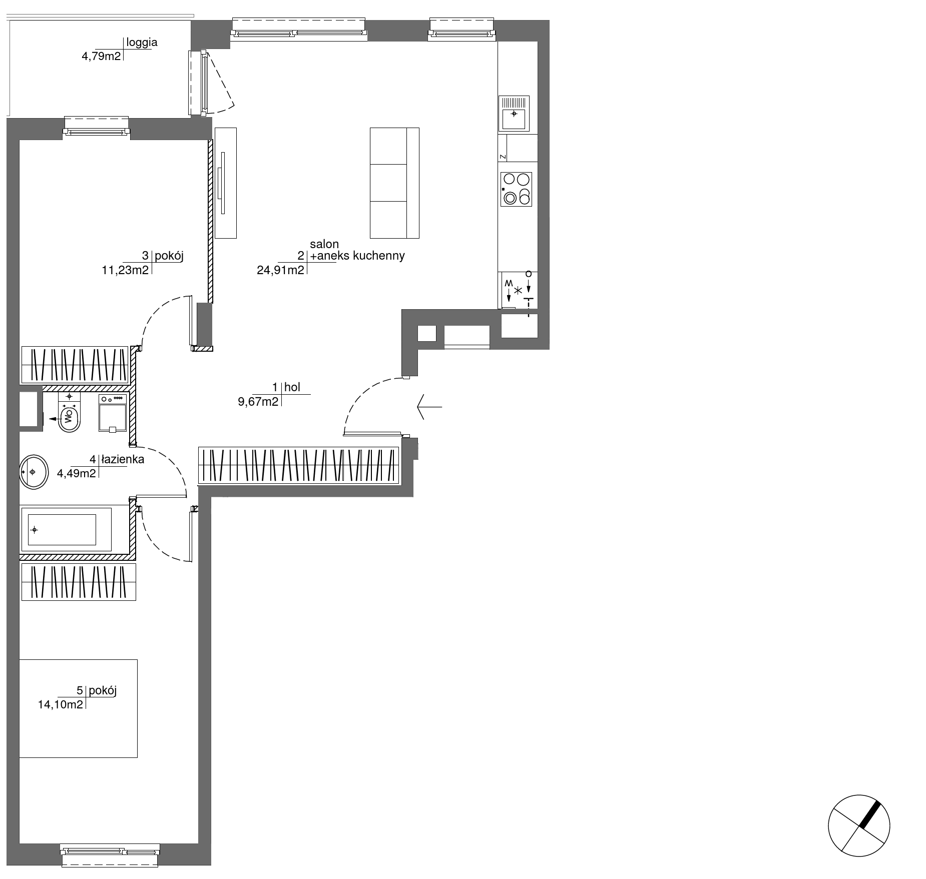 Plan 3 pok. 64m²