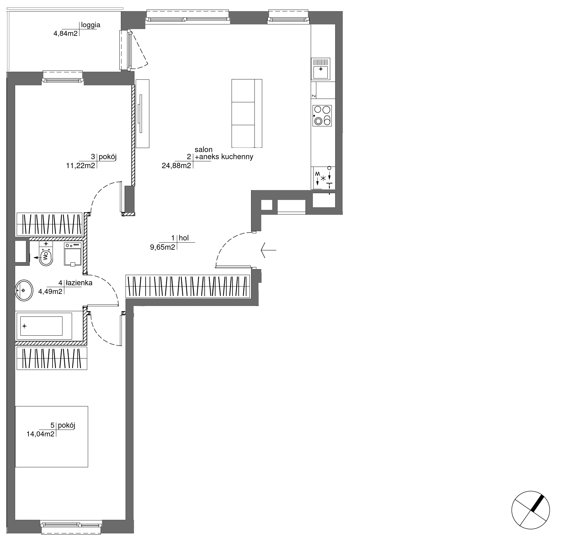 Plan 3 pok. 64m²