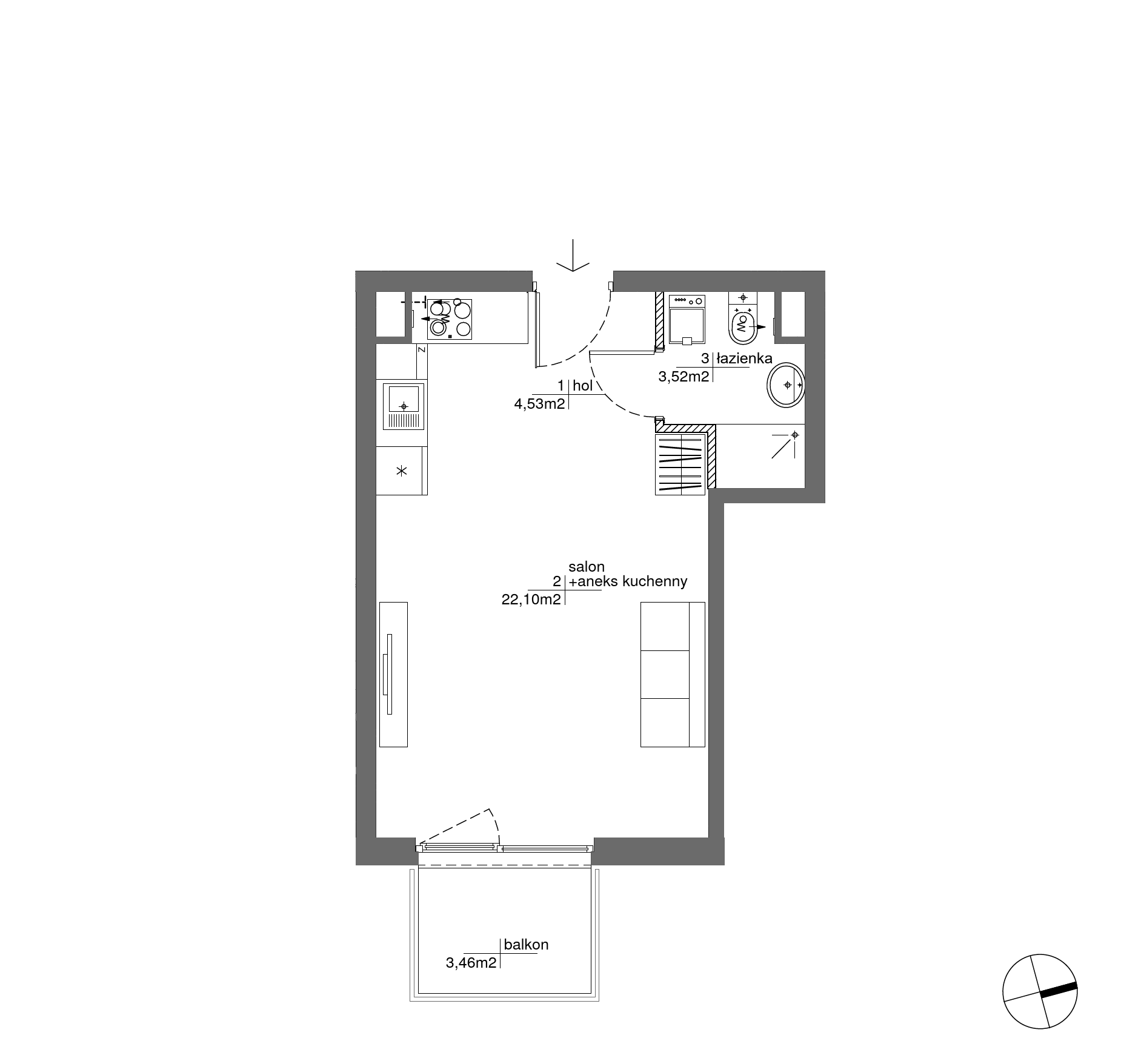 Plan 1 pok. 30m²