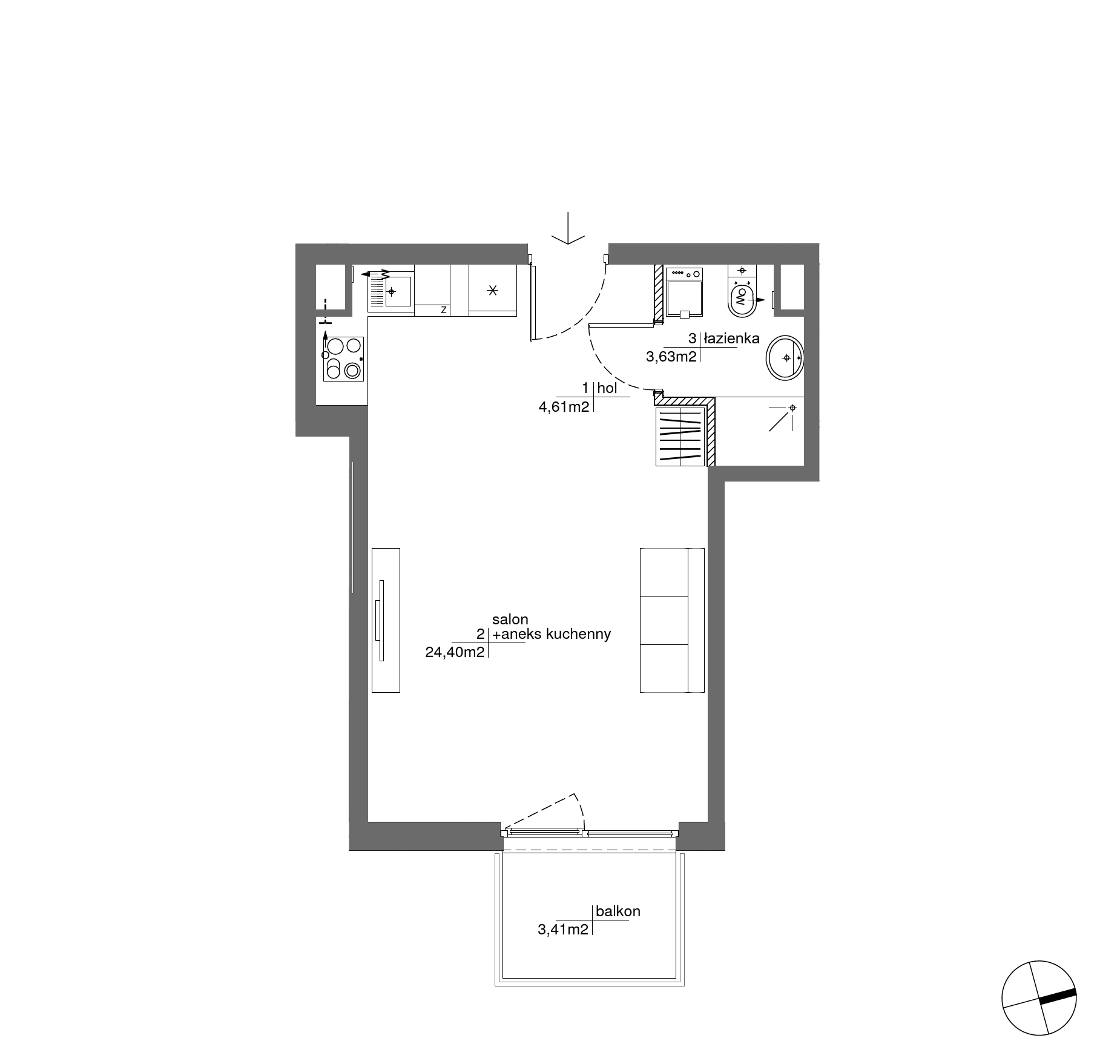 Plan 1 pok. 33m²