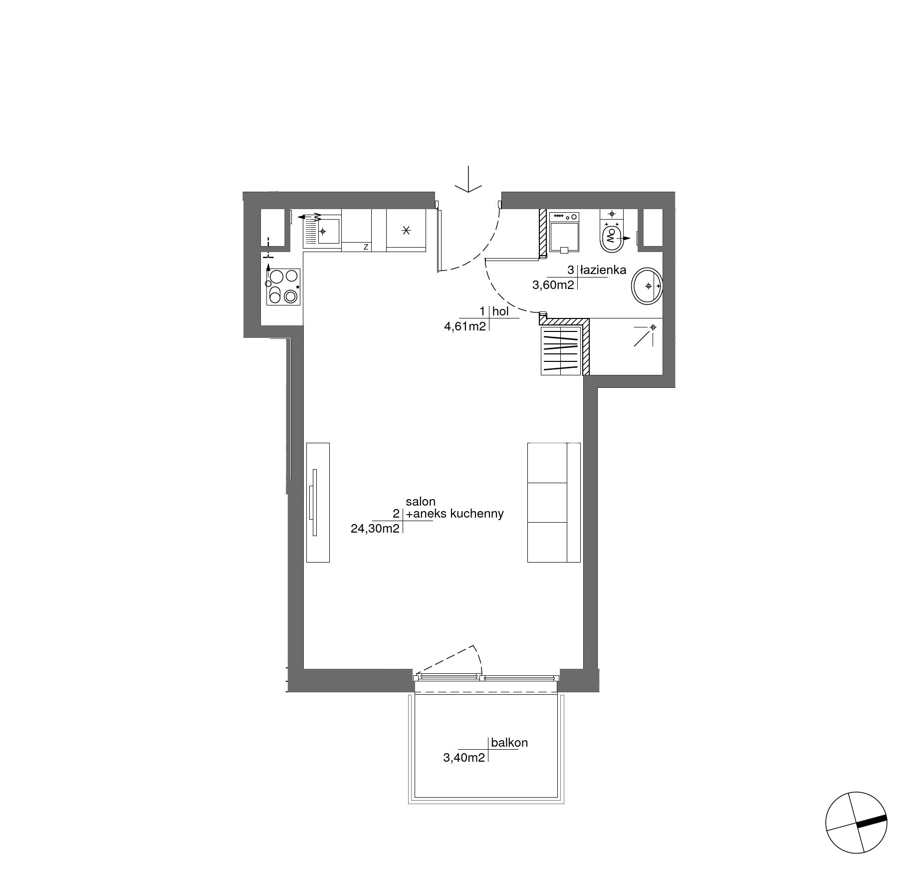 Plan 1 pok. 33m²