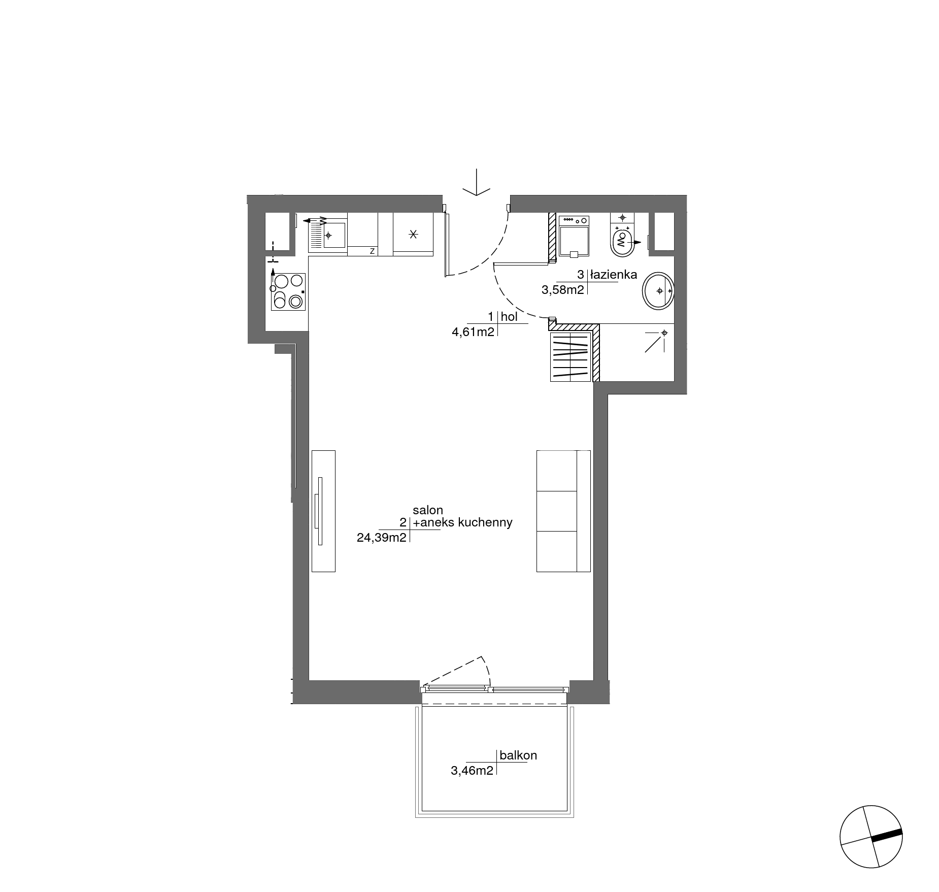 Plan 1 pok. 33m²