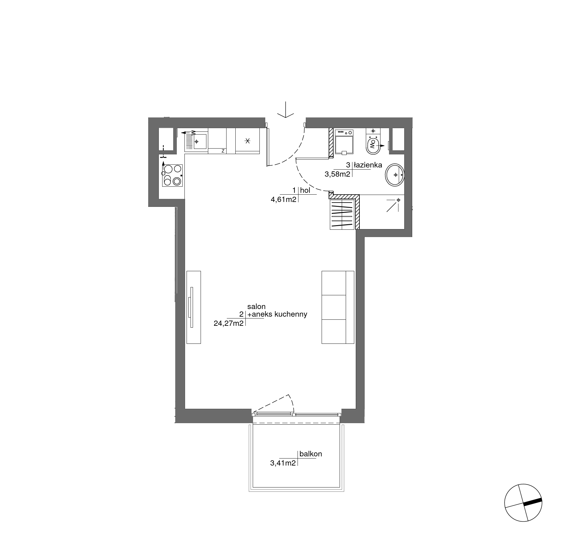 Plan 1 pok. 32m²