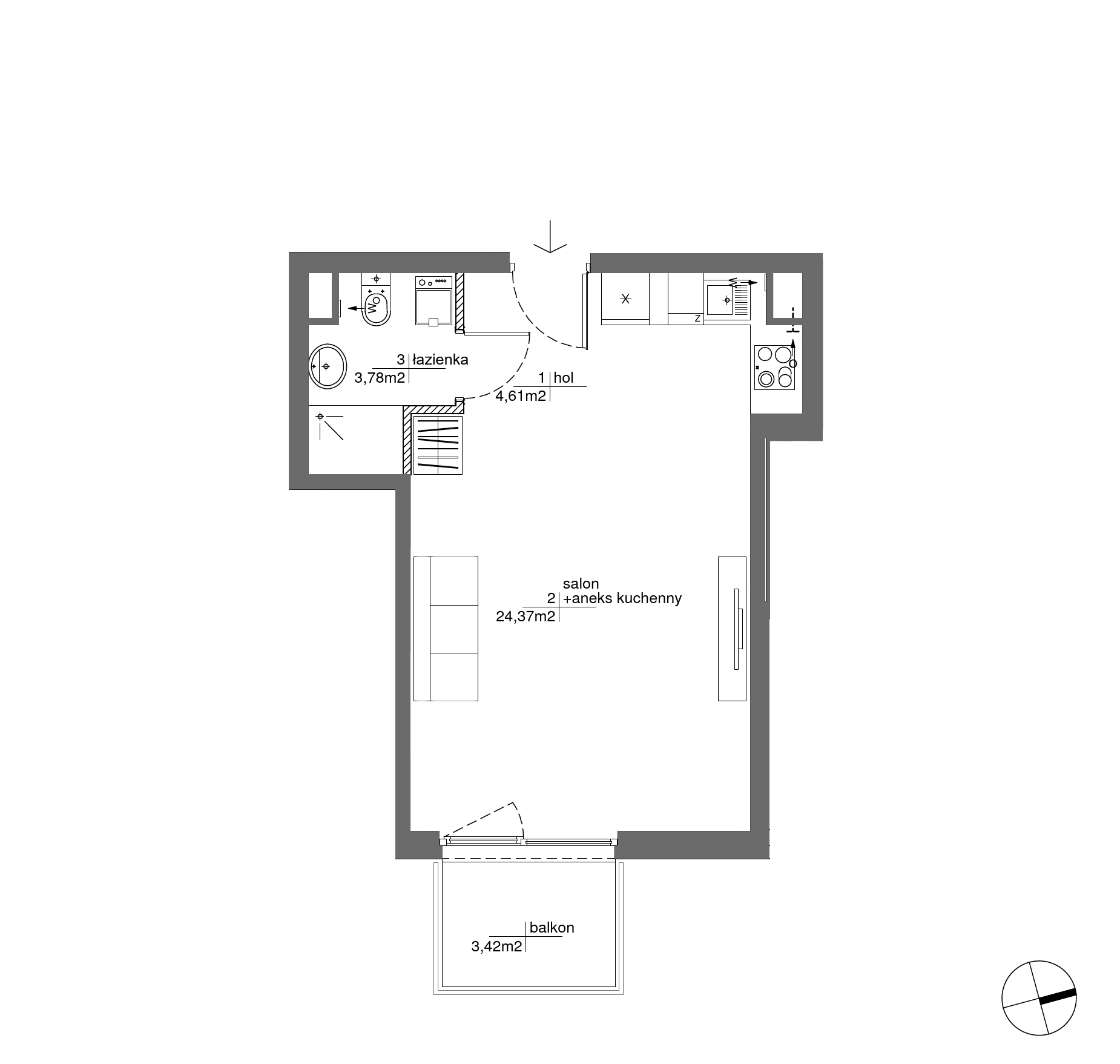 Plan 1 pok. 33m²