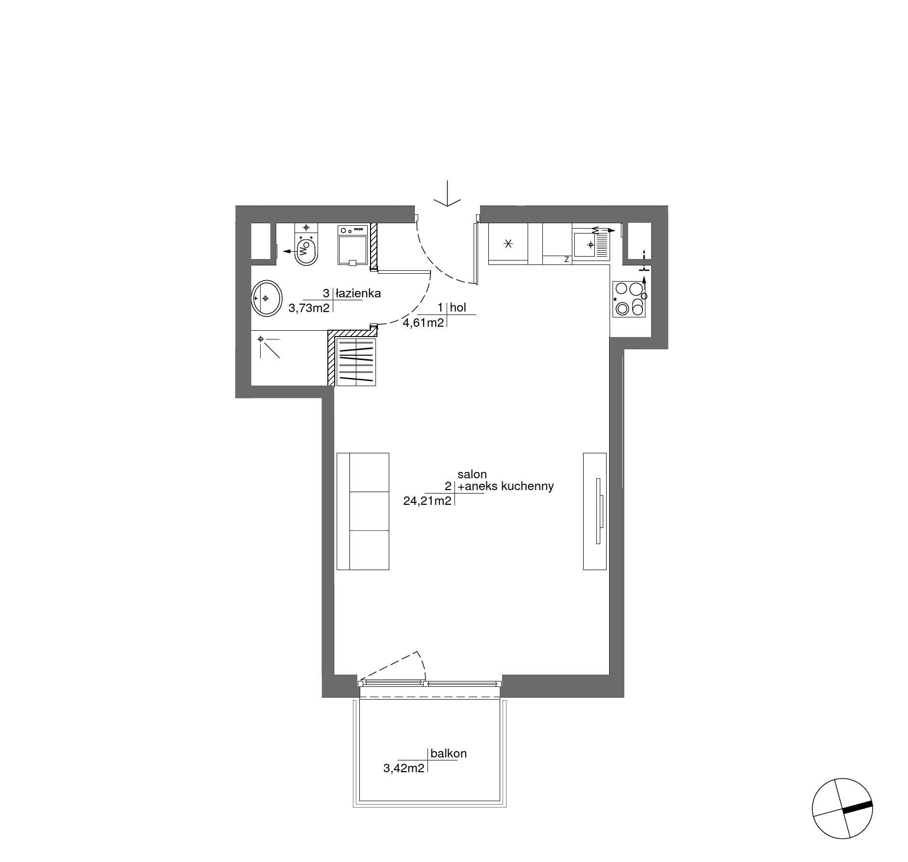 Plan 1 pok. 33m²