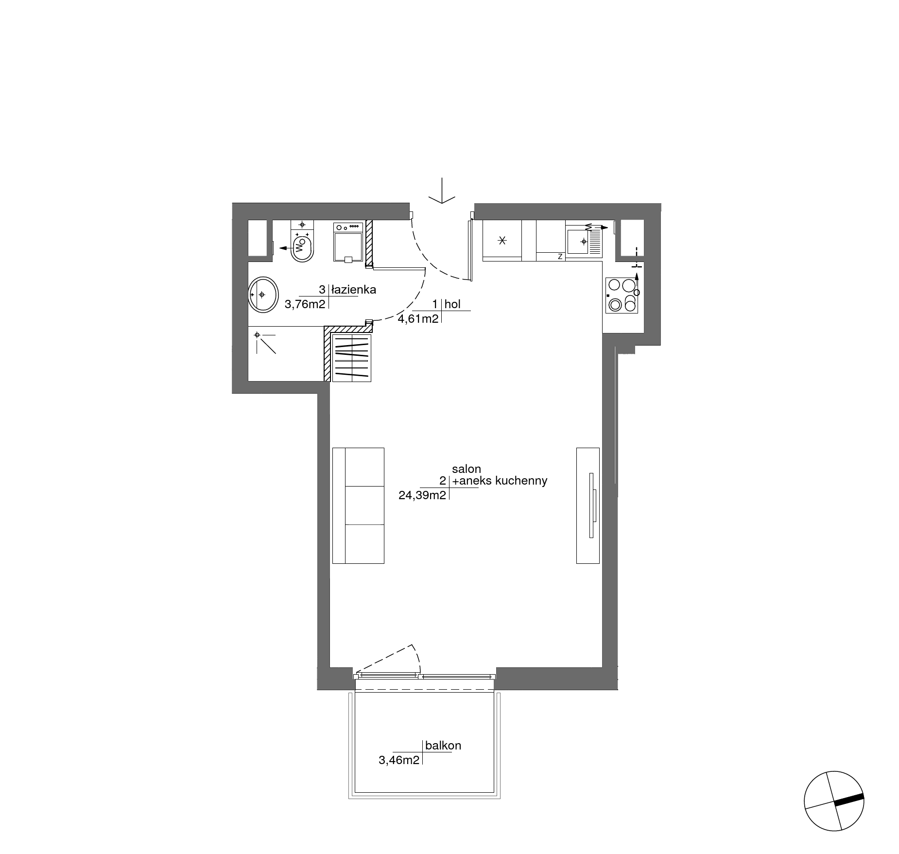 Plan 1 pok. 33m²