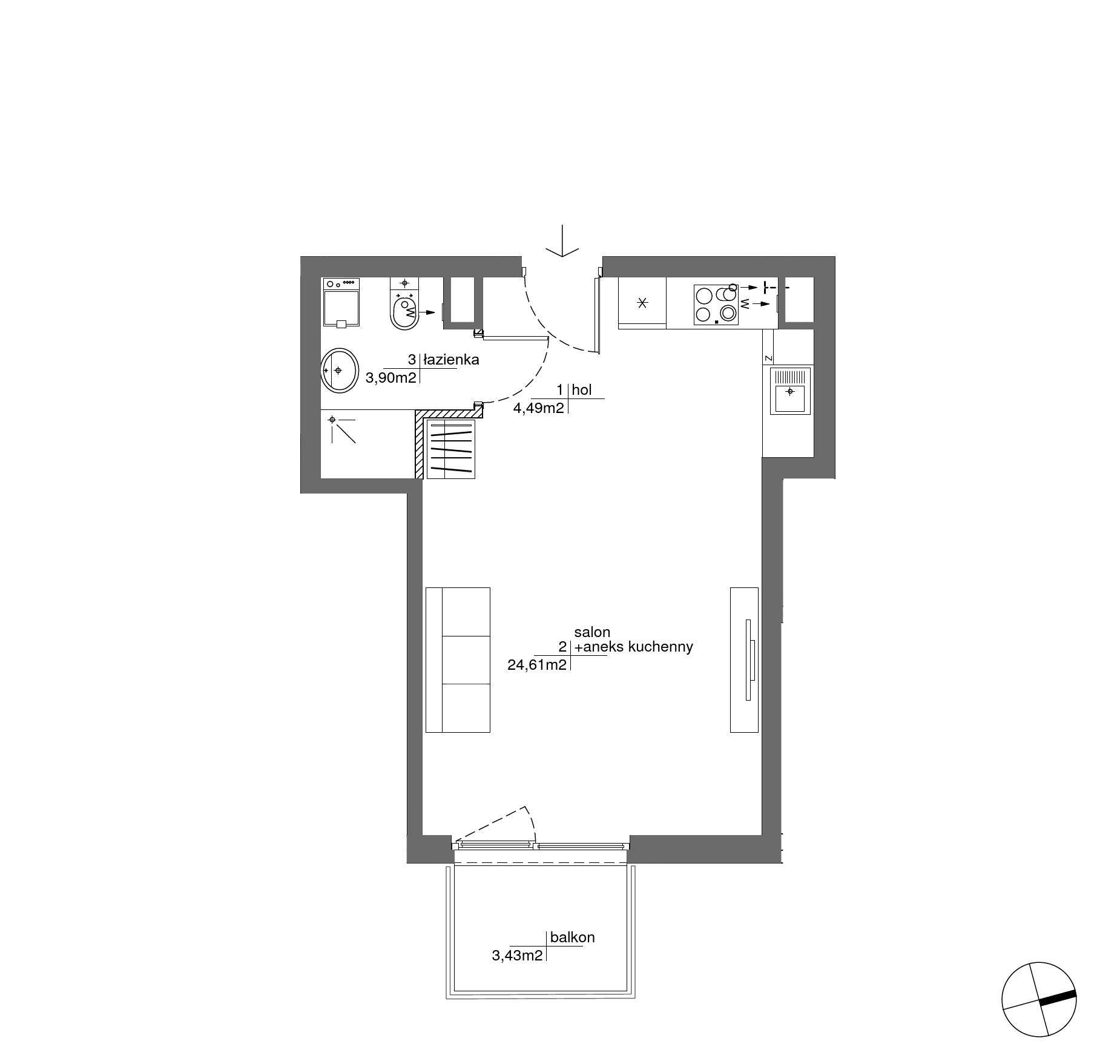 Plan 1 pok. 33m²