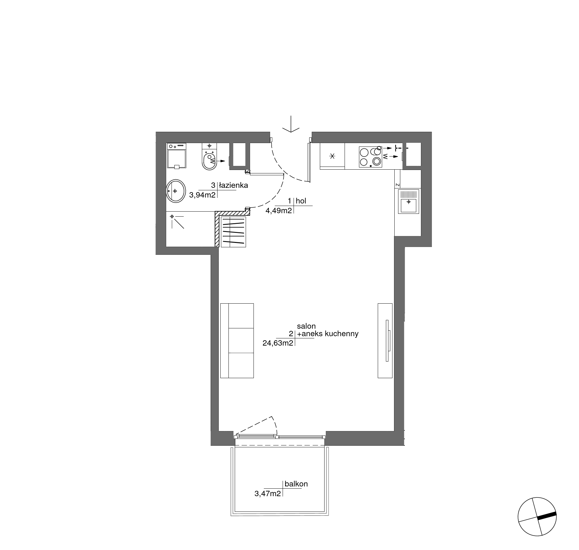 Plan 1 pok. 33m²