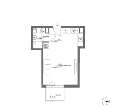 Plan 1 pok. 33m²