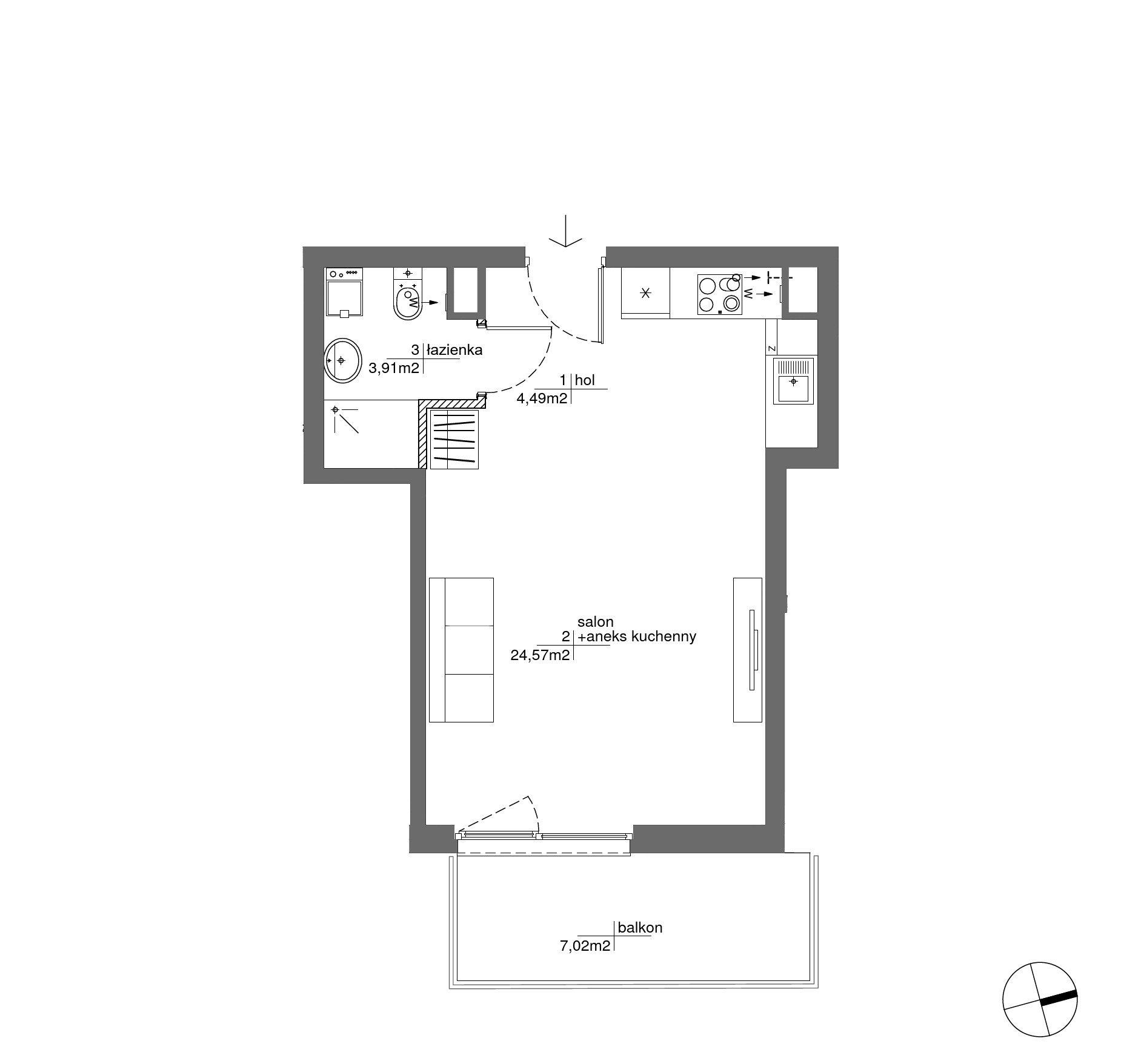 Plan 1 pok. 33m²